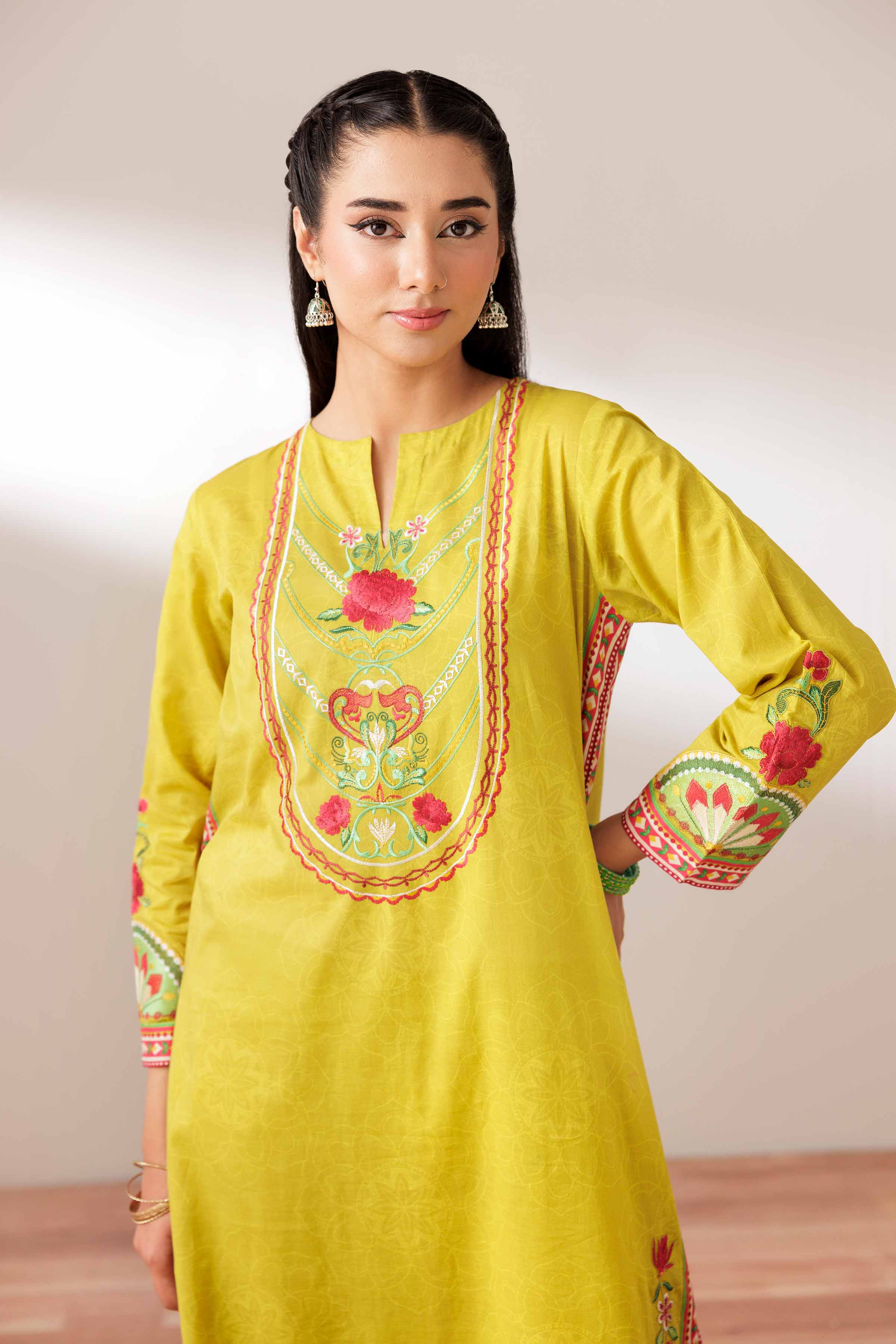 NishatUK - Yellow Embroidered Lawn 2-piece ready to wear Dress