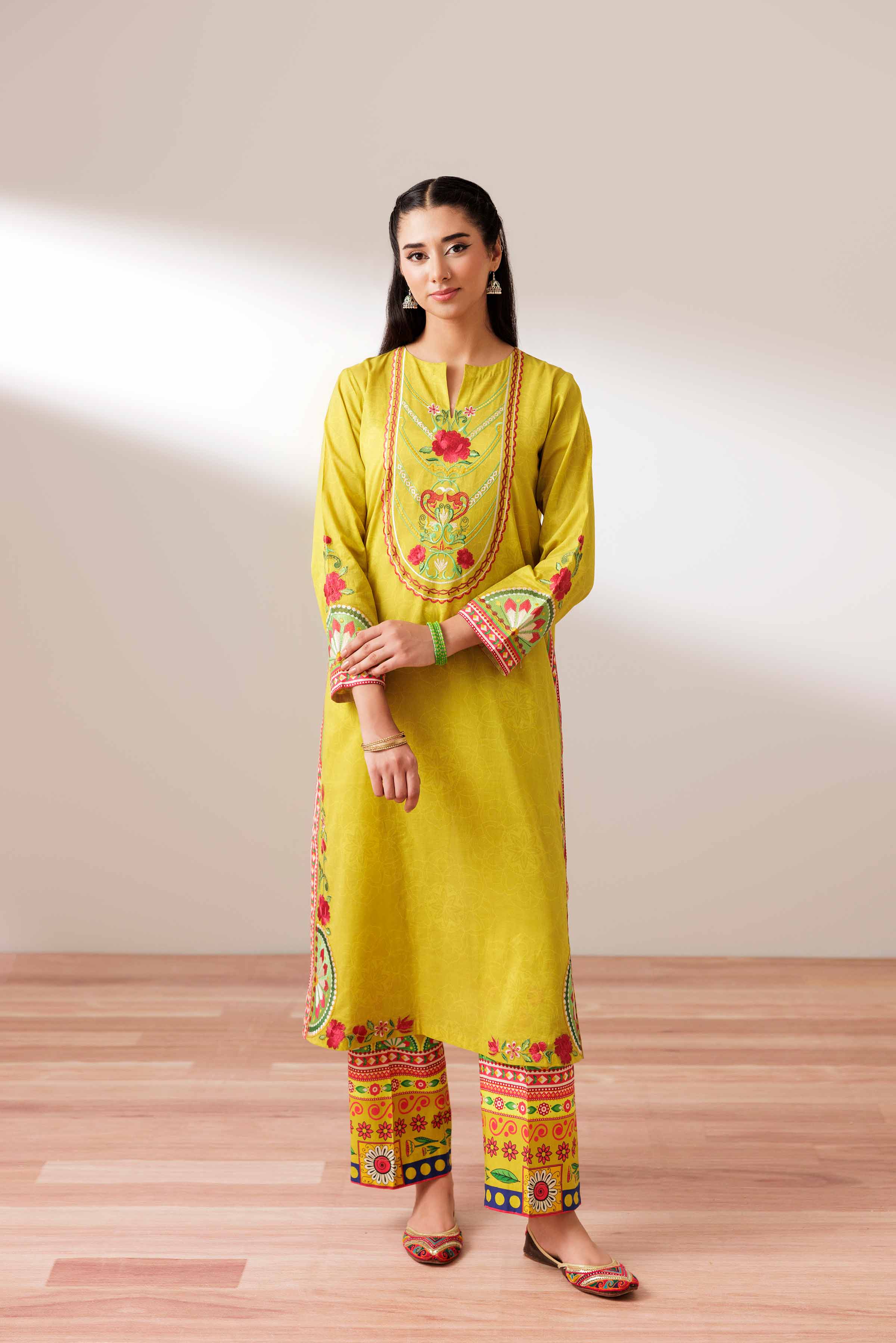 NishatUK - Yellow Embroidered Lawn 2-piece ready to wear Dress