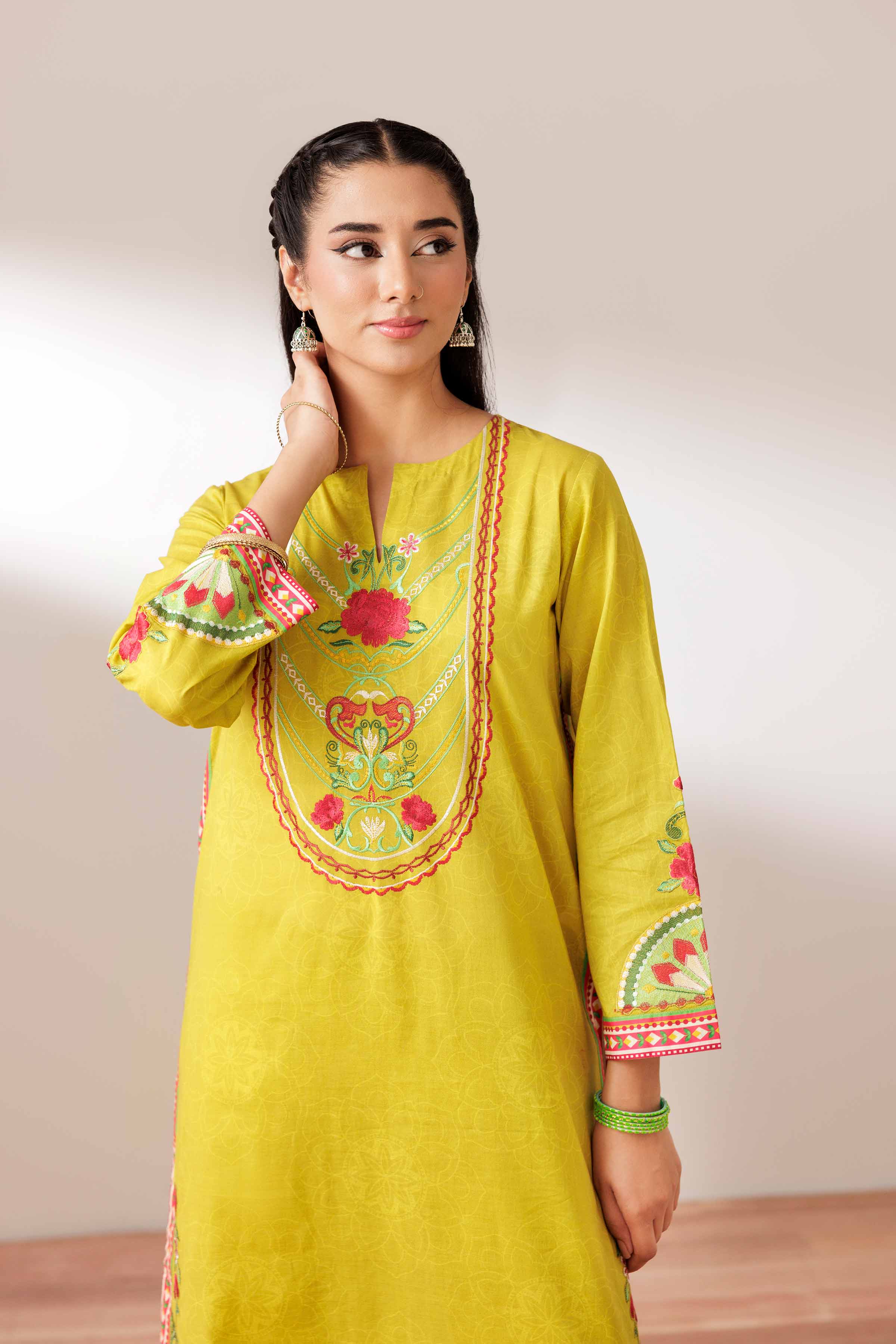 NishatUK - Yellow Embroidered Lawn 2-piece ready to wear Dress