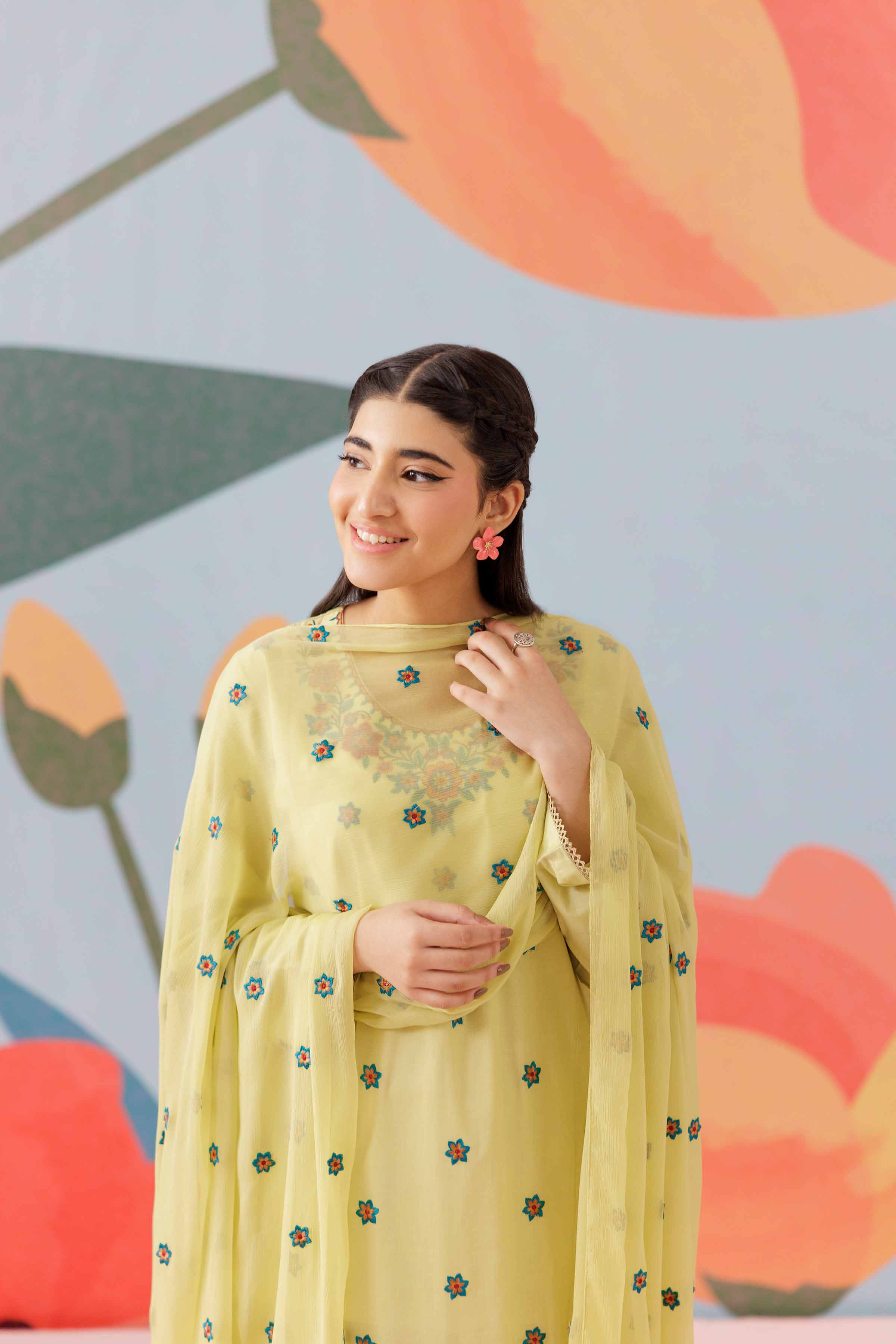 NishatUK - Green Embroidered Cambric 3-piece ready to wear Suit