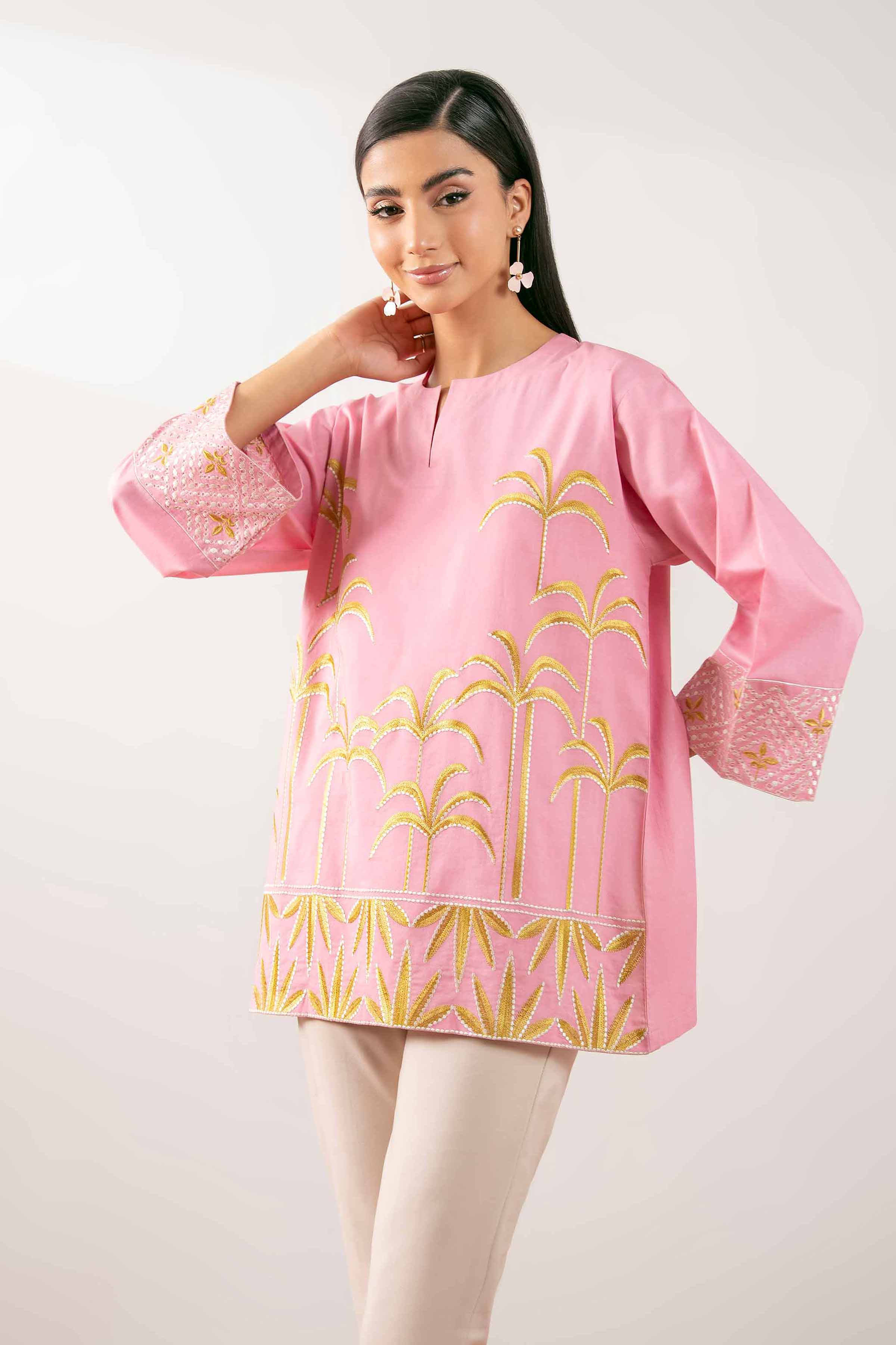 NishatUK - Pink Embroidered Cambric 1-piece ready to wear Tunic