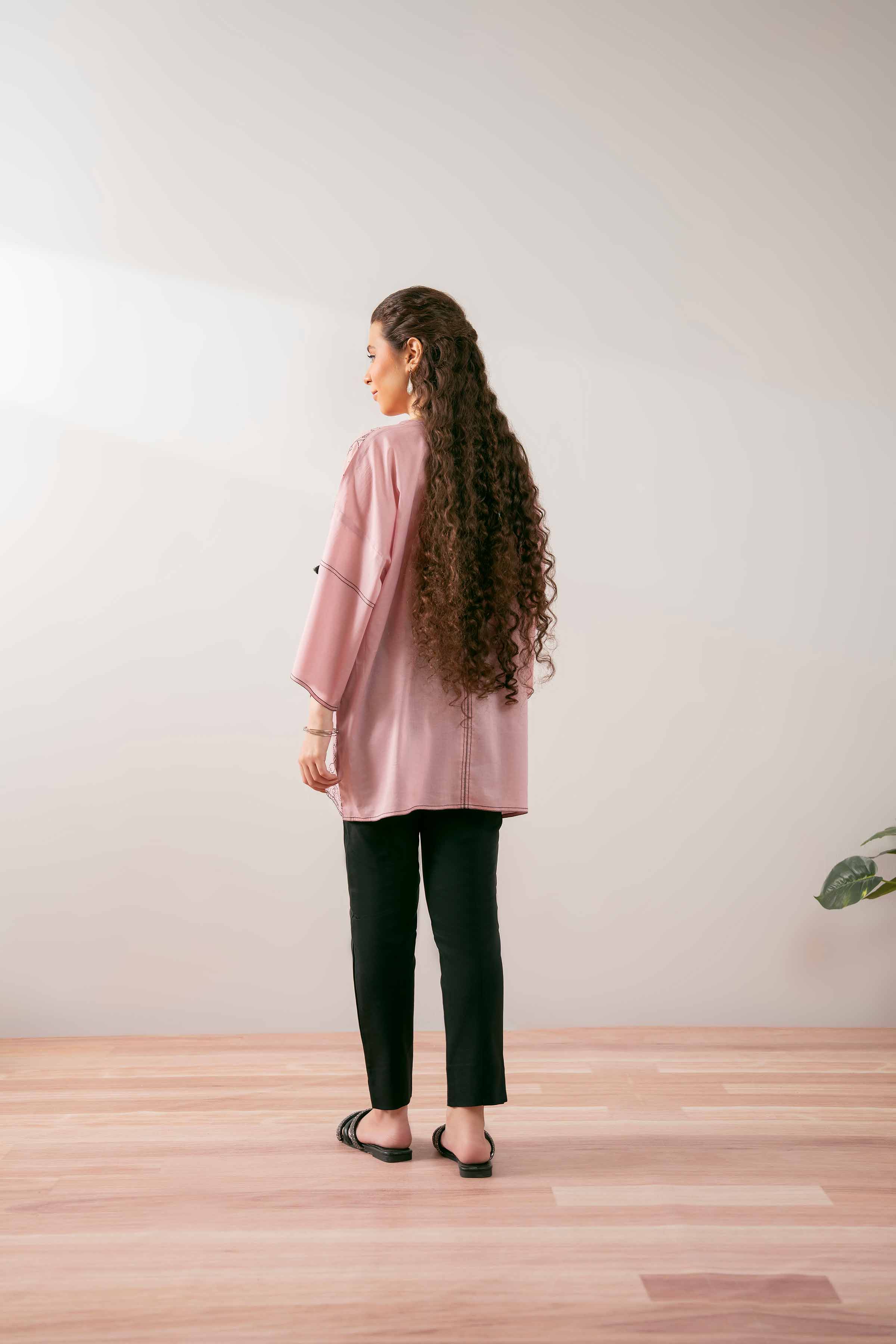 NishatUK - Pink Embroidered Cambric 1-piece ready to wear Tunic
