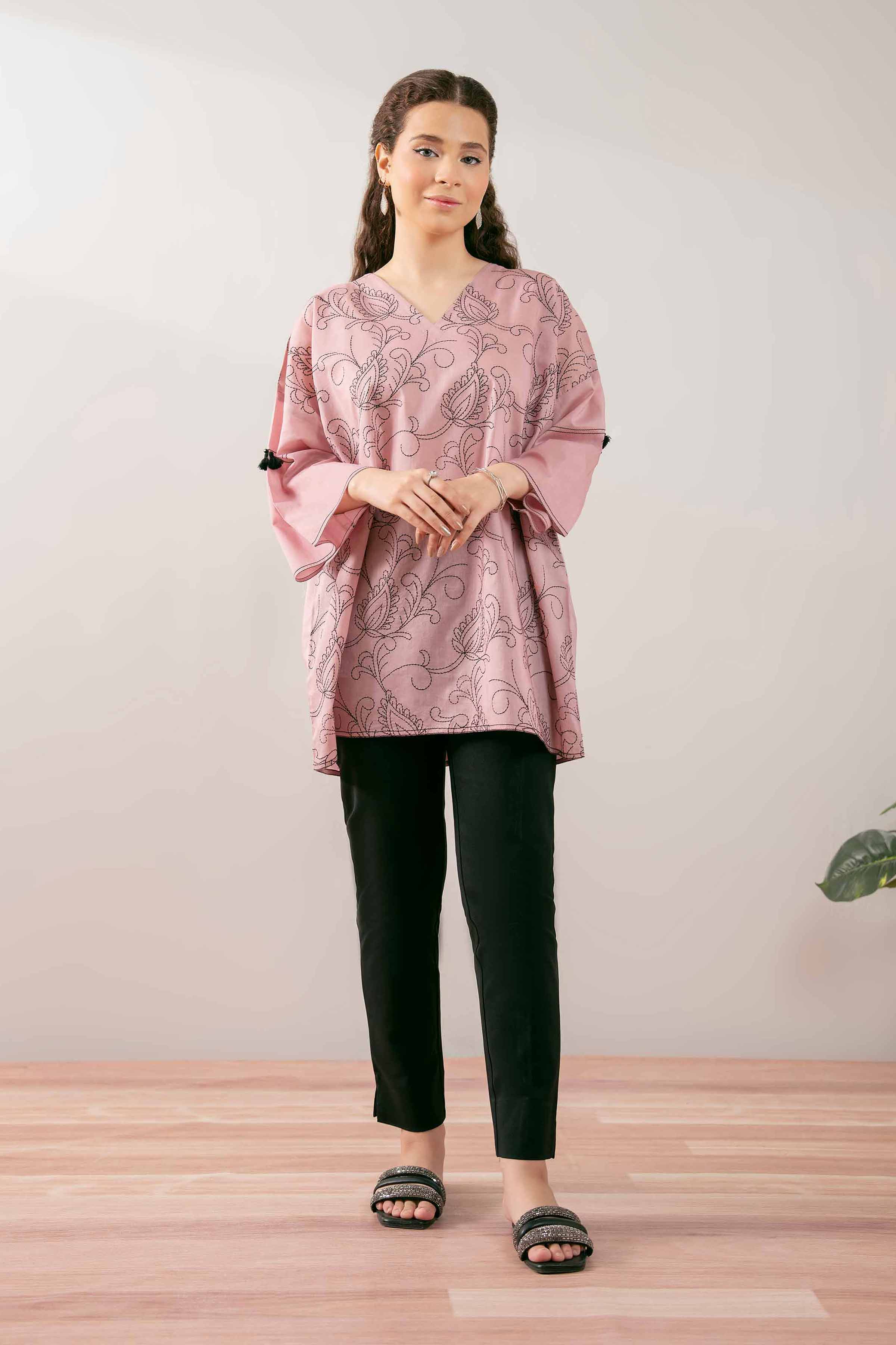 NishatUK - Pink Embroidered Cambric 1-piece ready to wear Tunic