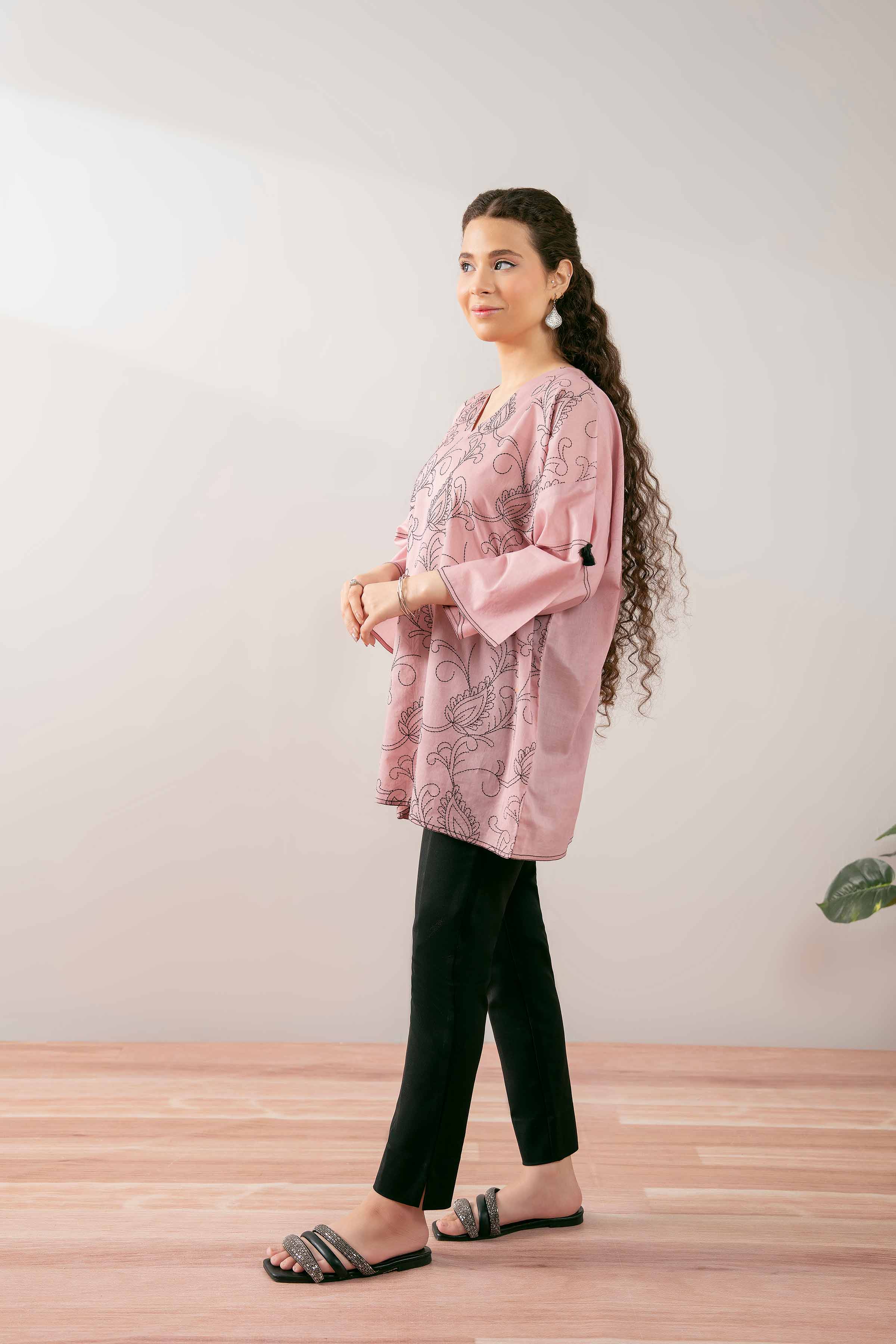 NishatUK - Pink Embroidered Cambric 1-piece ready to wear Tunic