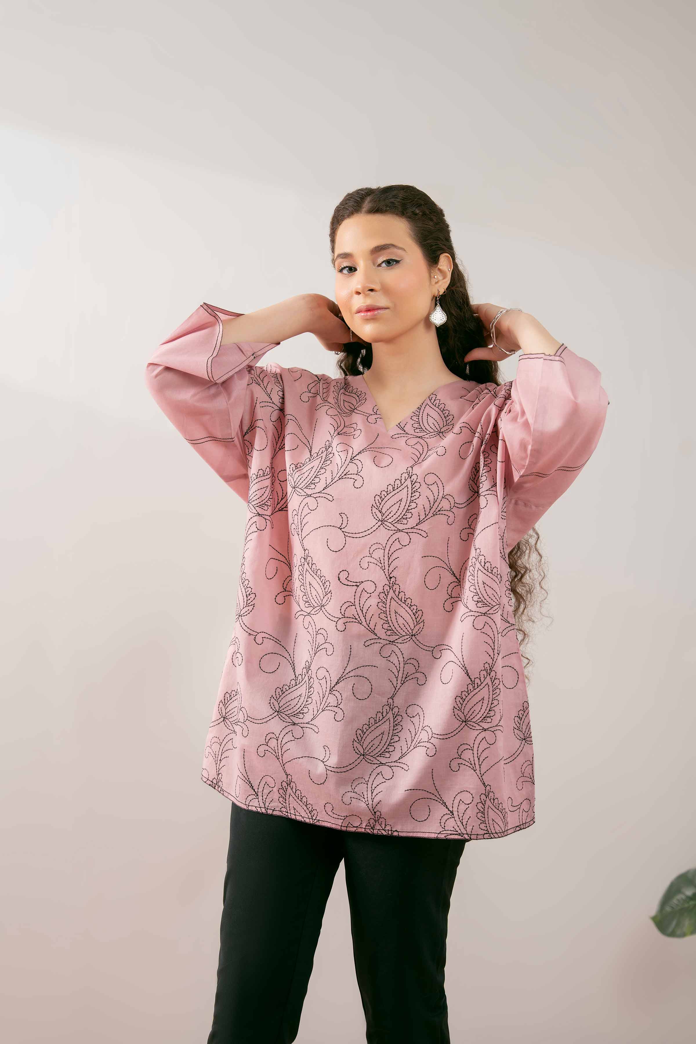 NishatUK - Pink Embroidered Cambric 1-piece ready to wear Tunic