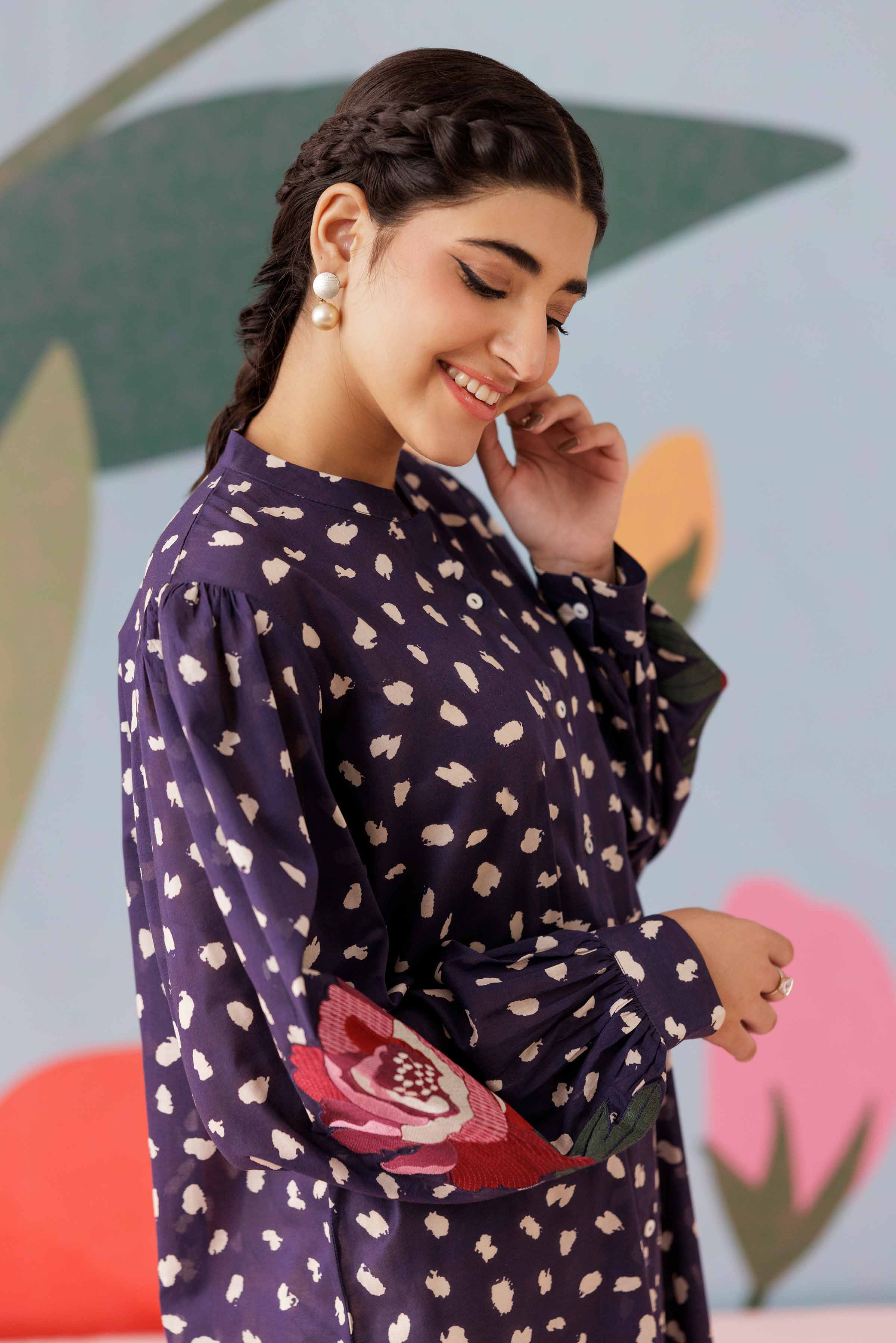 NishatUK - Blue Embroidered Lawn 1-piece ready to wear Shirt