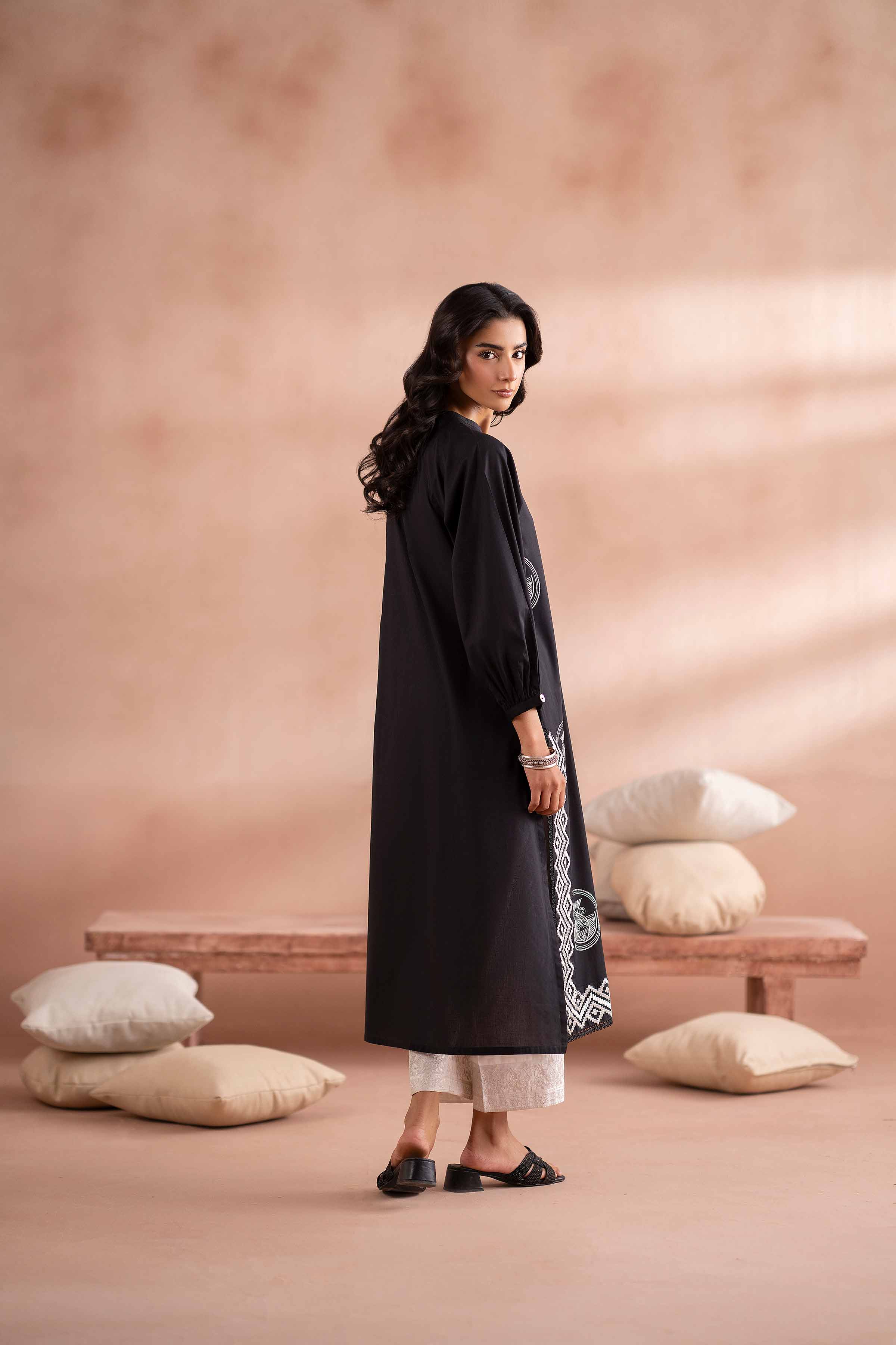 NishatUK - Black Embroidered Lawn 1-piece ready to wear Shirt