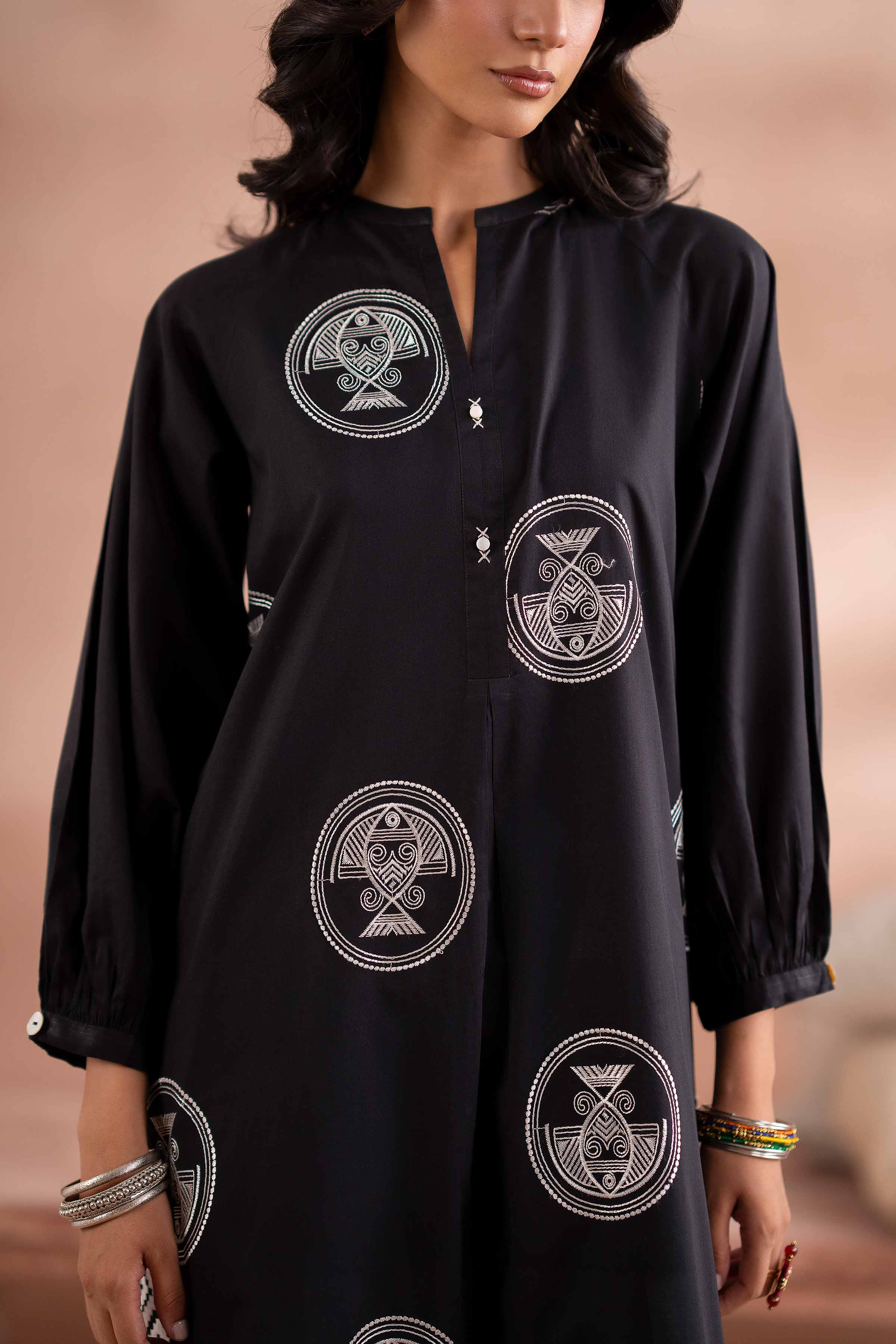 NishatUK - Black Embroidered Lawn 1-piece ready to wear Shirt