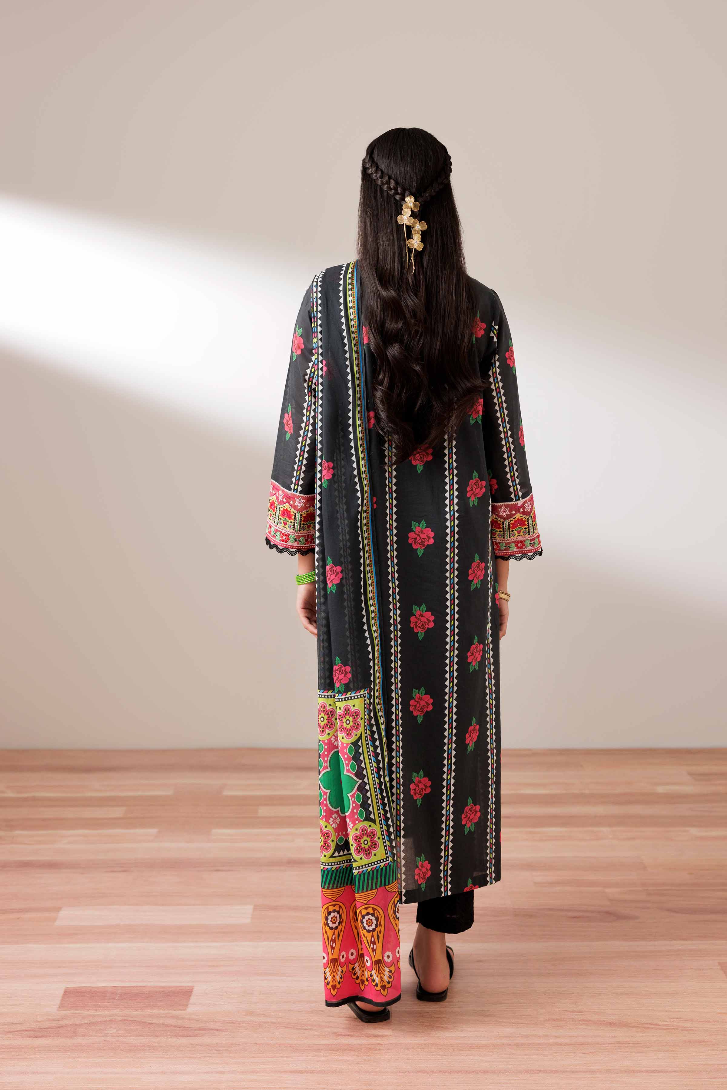 NishatUK - Black Embroidered Lawn 2-piece ready to wear Dress