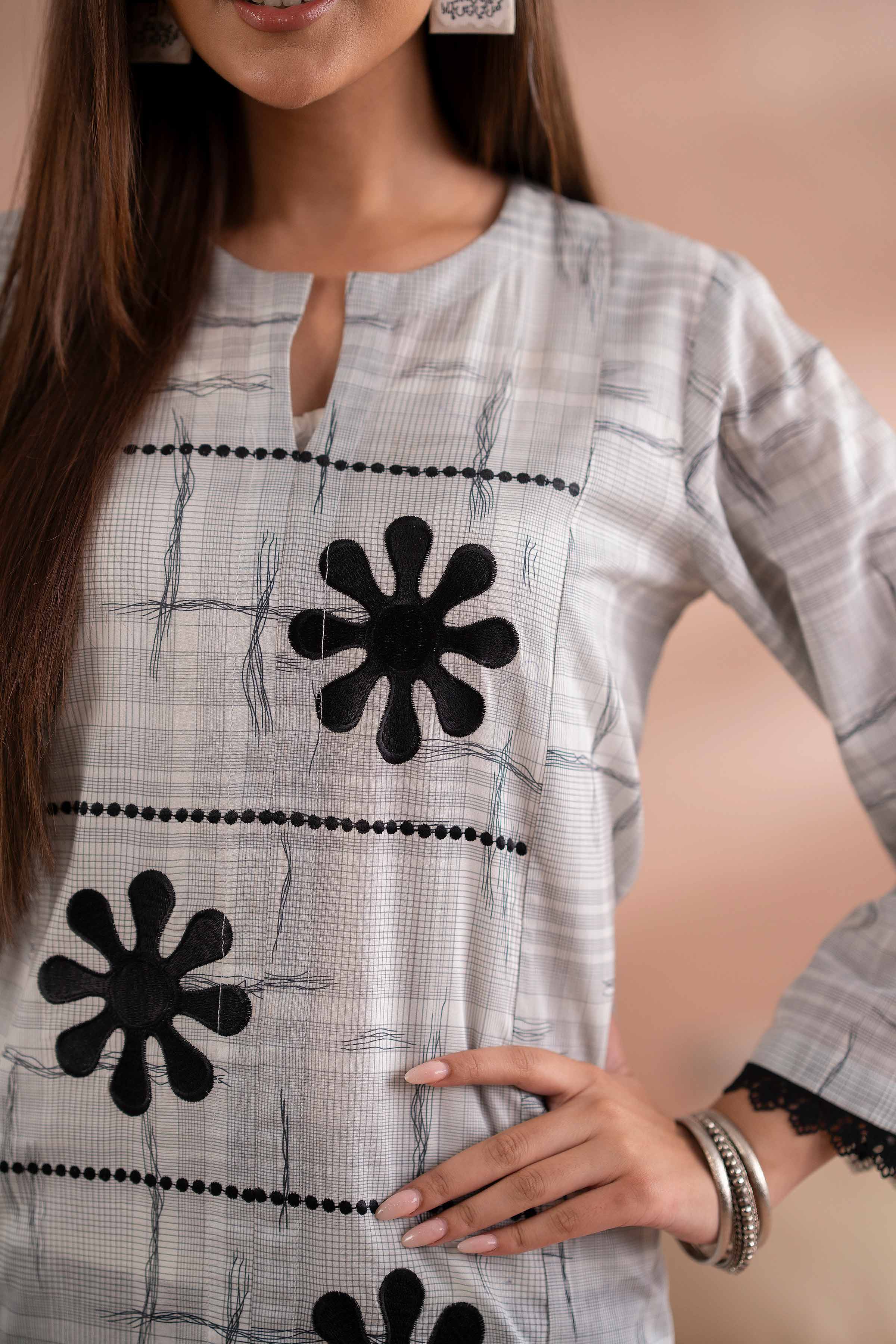 NishatUK - Black Embroidered Lawn 2-piece ready to wear Dress