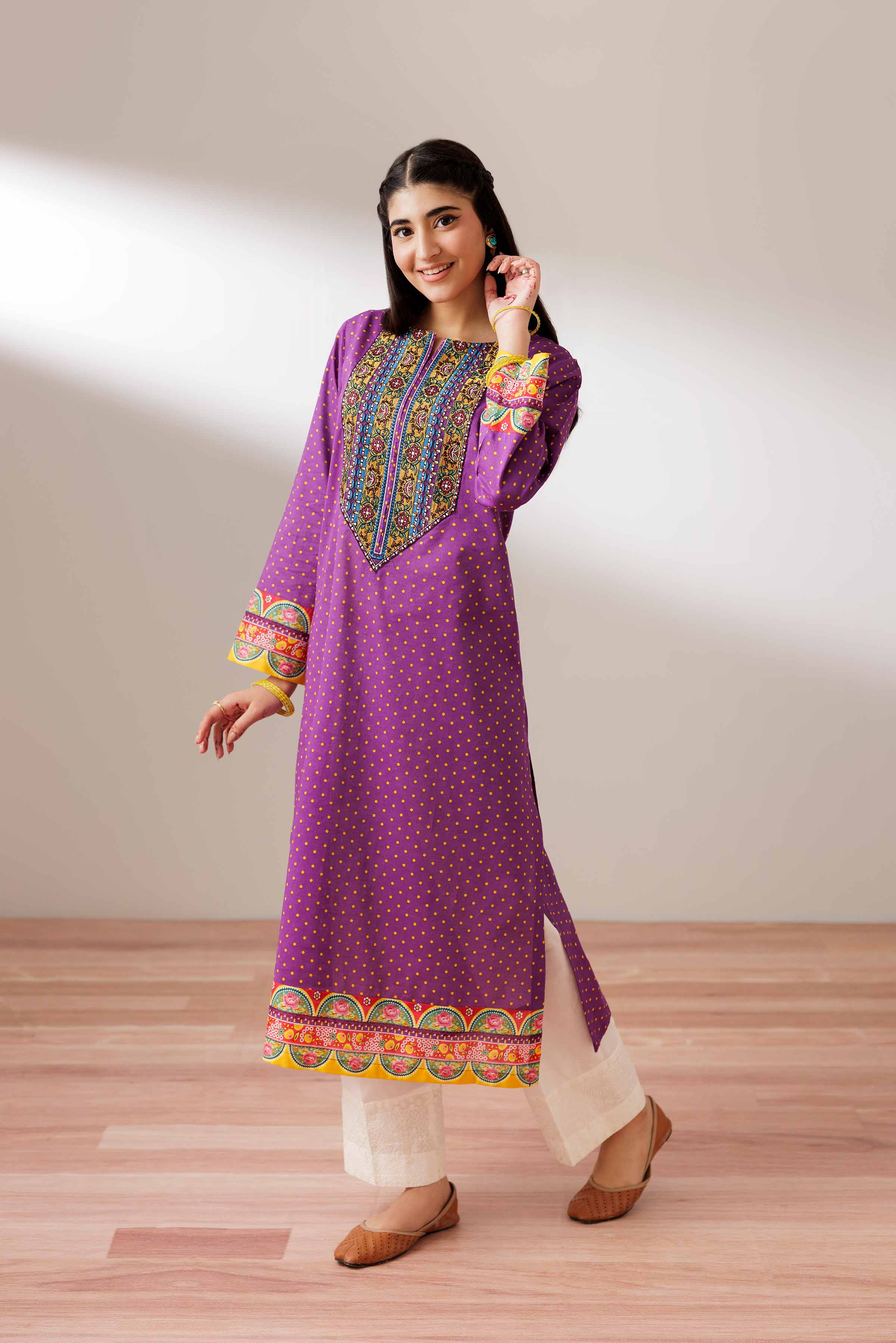 NishatUK - Purple Embroidered Lawn 1-piece ready to wear Shirt