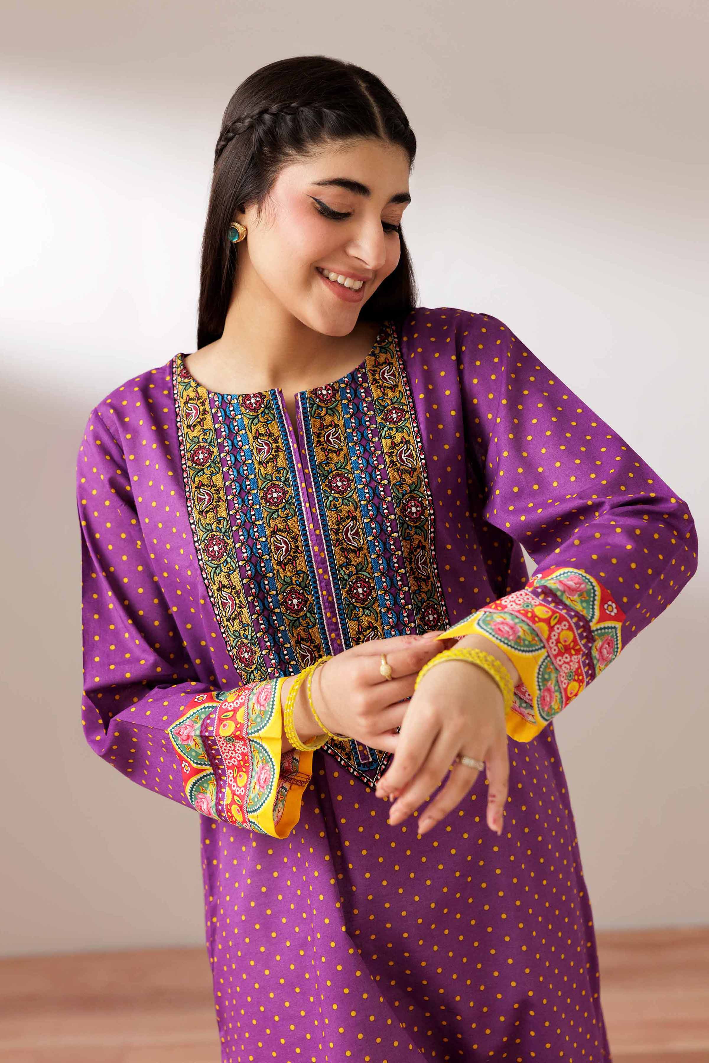 NishatUK - Purple Embroidered Lawn 1-piece ready to wear Shirt