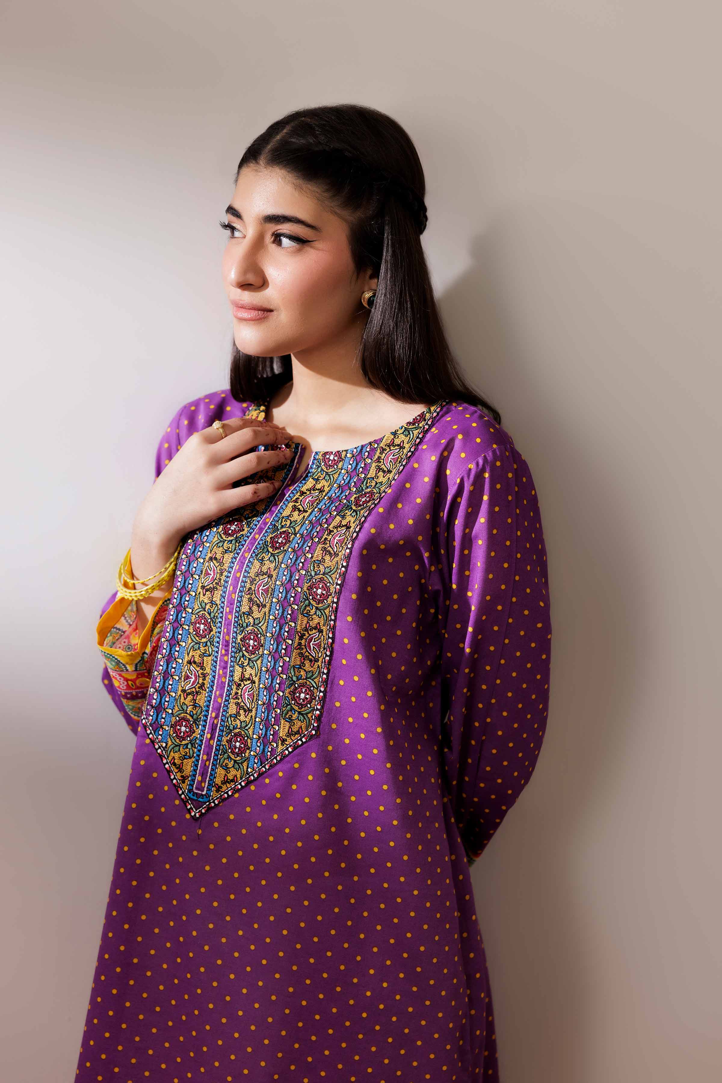 NishatUK - Purple Embroidered Lawn 1-piece ready to wear Shirt