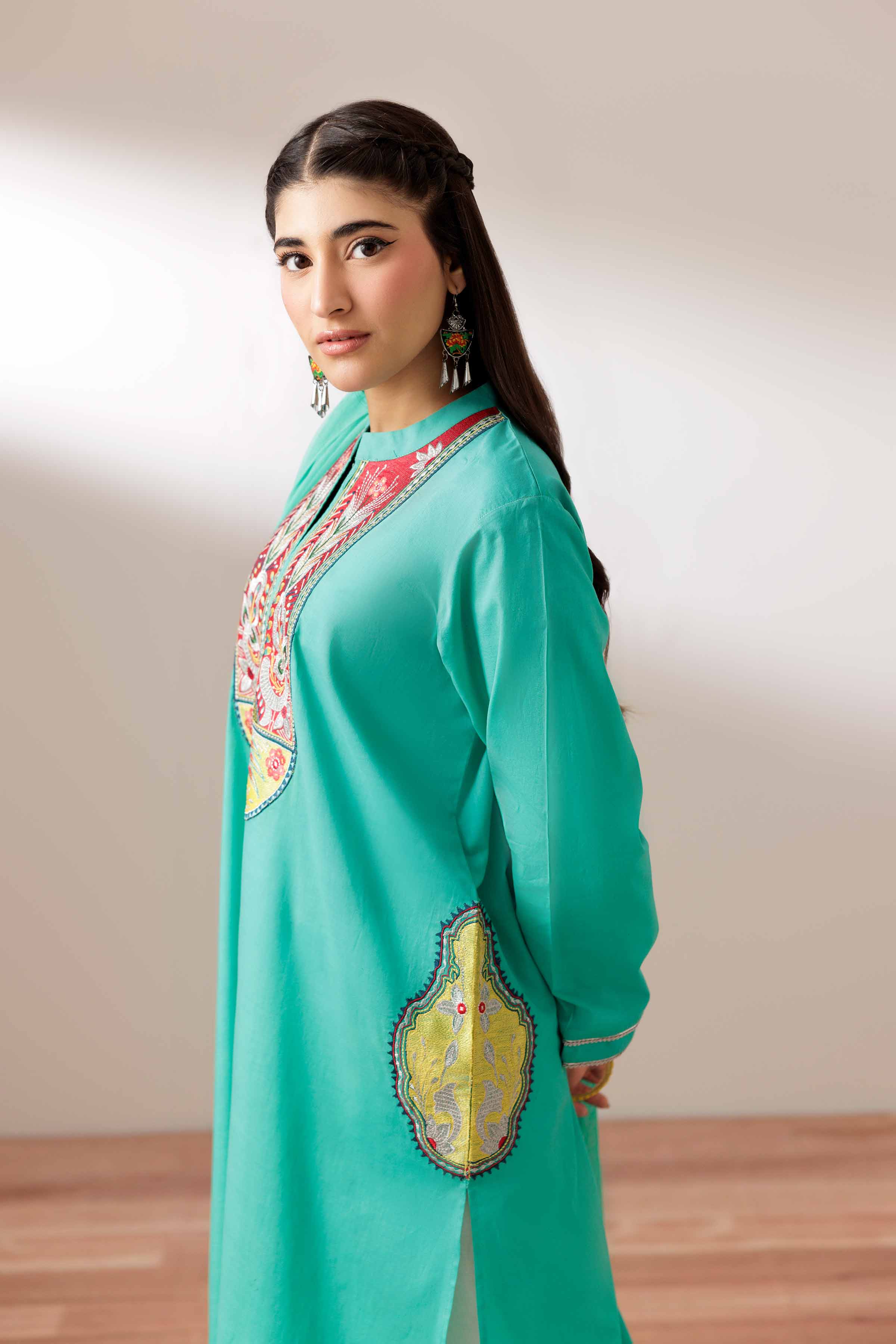 NishatUK - Sea Green Embroidered Cambric 2-piece ready to wear Dress