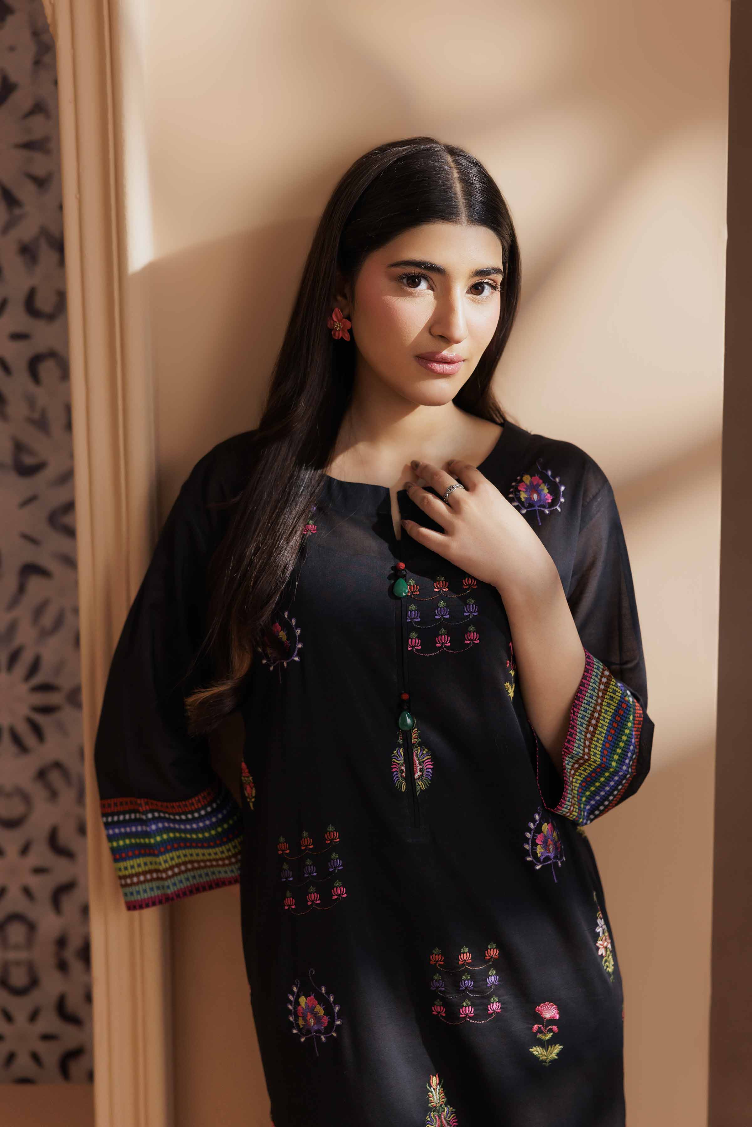 NishatUK - Black Embroidered Lawn 1-piece ready to wear Shirt