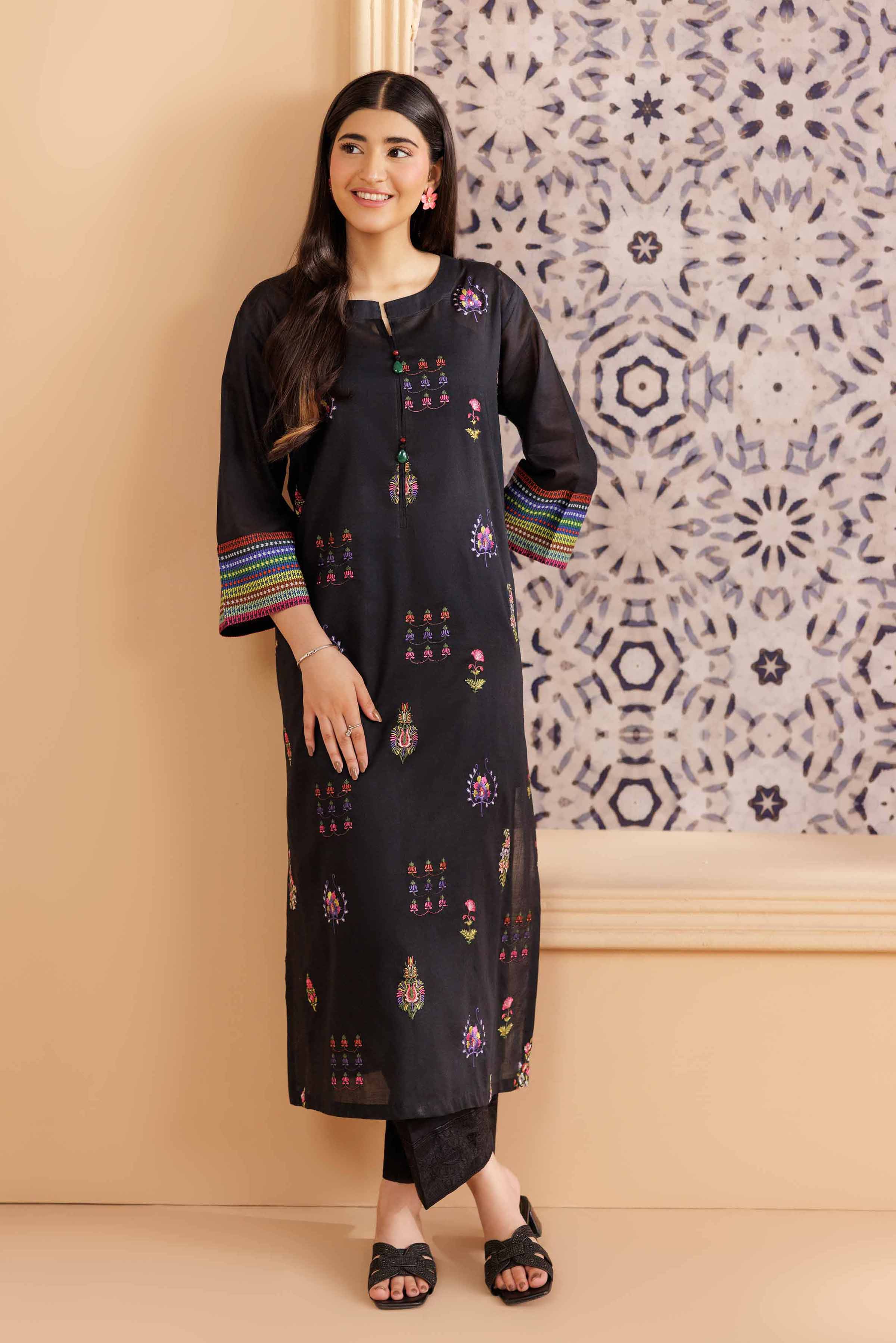 NishatUK - Black Embroidered Lawn 1-piece ready to wear Shirt