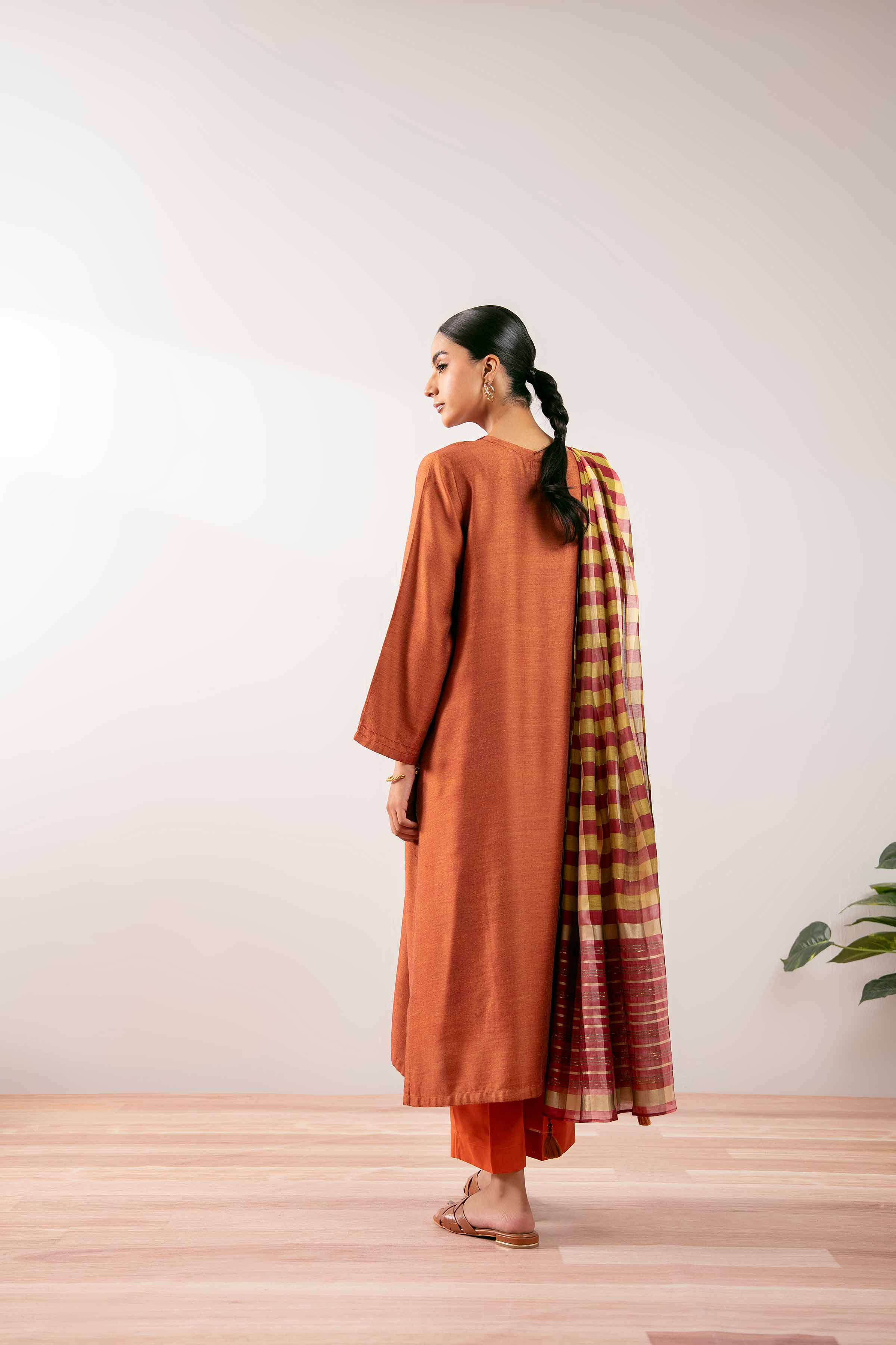 NishatUK - Rust Embroidered Jacquard 3-piece ready to wear Suit