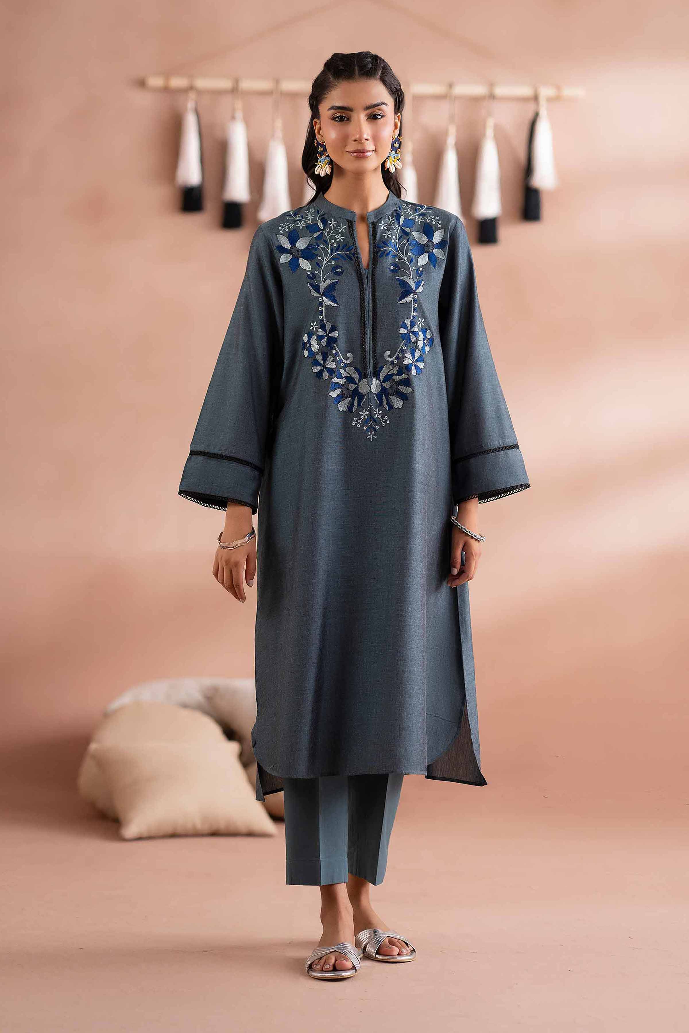 NishatUK - Peacock Embroidered Yarn Dyed 2-piece ready to wear Dress