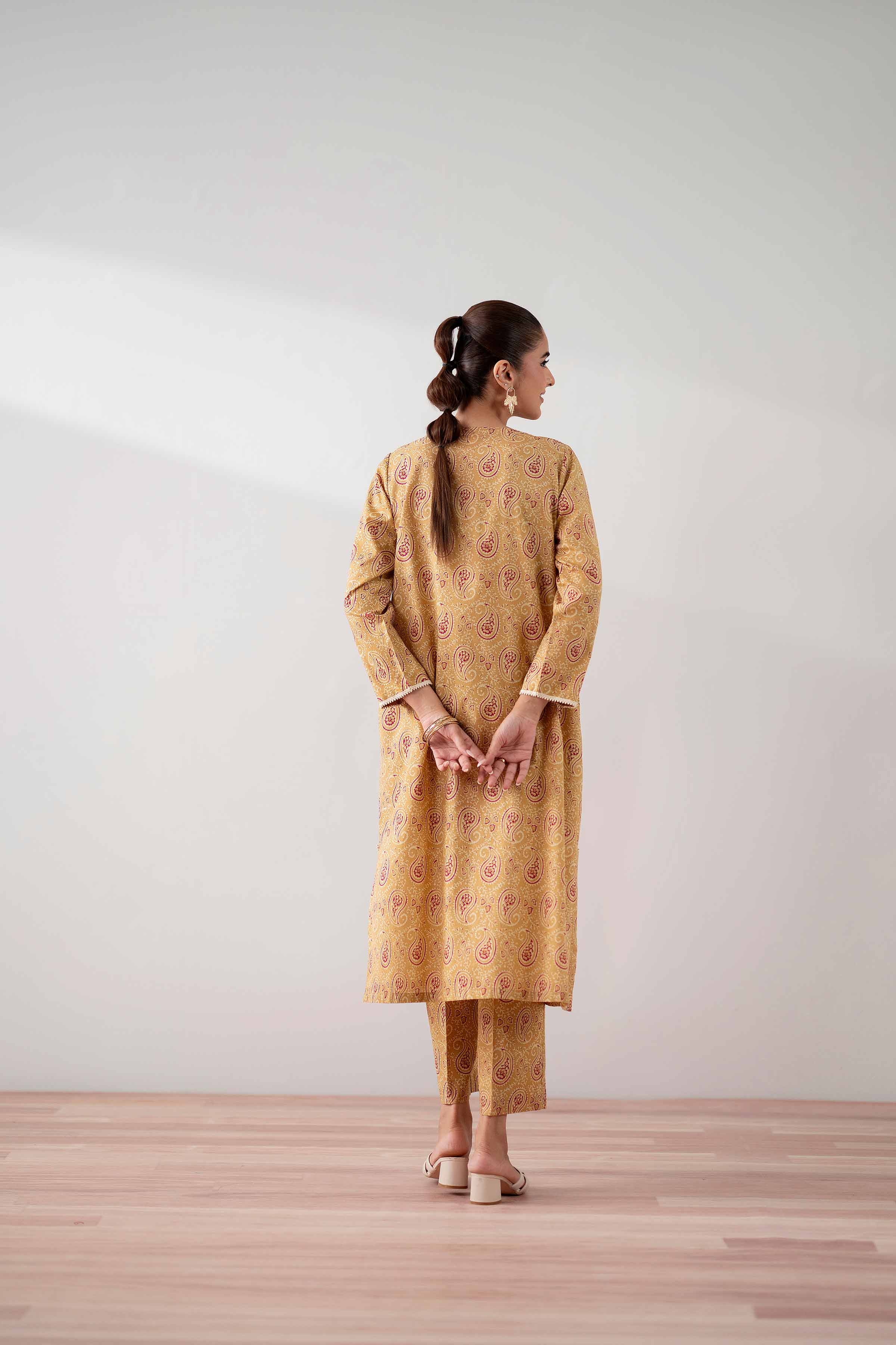 NishatUK - Mustard Printed Cambric 2-piece ready to wear Dress