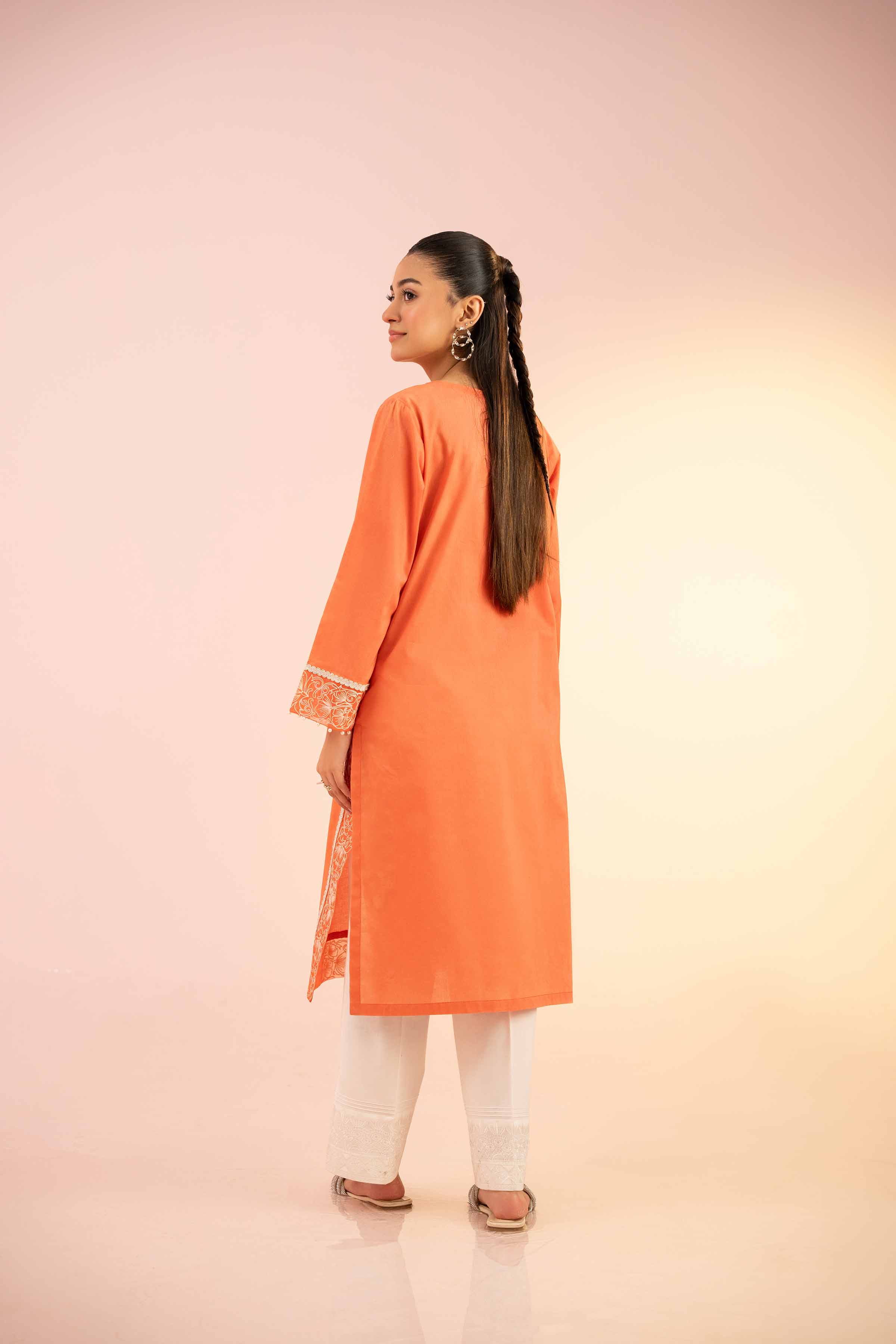 NishatUK - Orange Embroidered Cambric 1-piece ready to wear Shirt