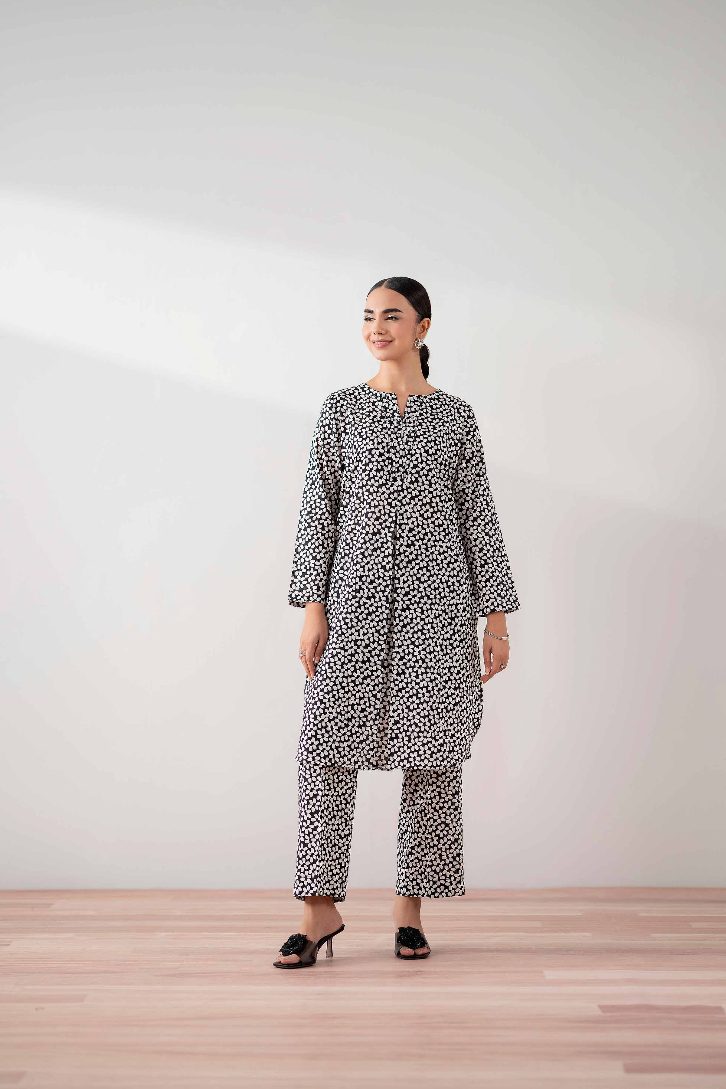 NishatUK - Black Printed Cambric 2-piece ready to wear Dress