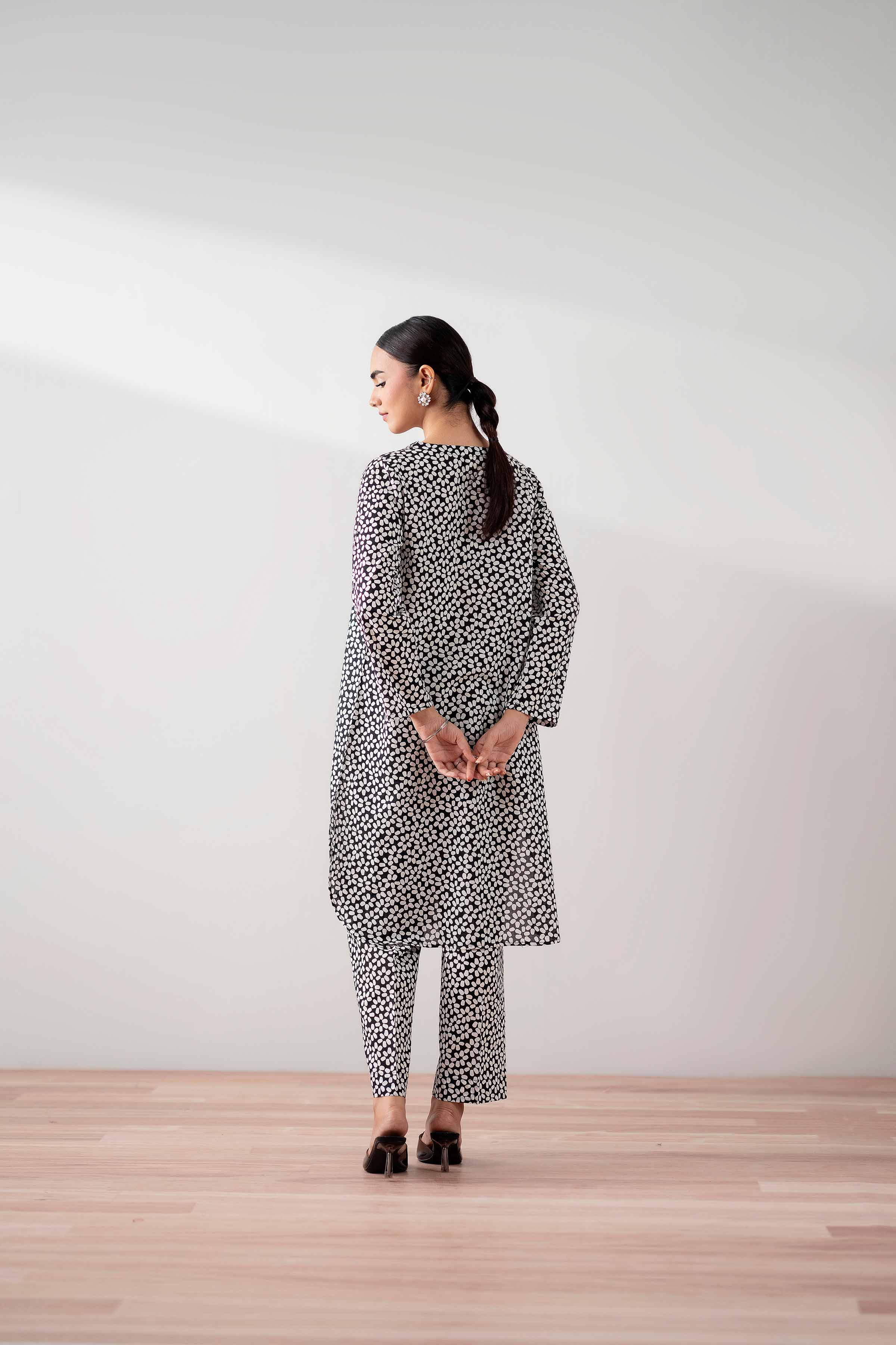 NishatUK - Black Printed Cambric 2-piece ready to wear Dress