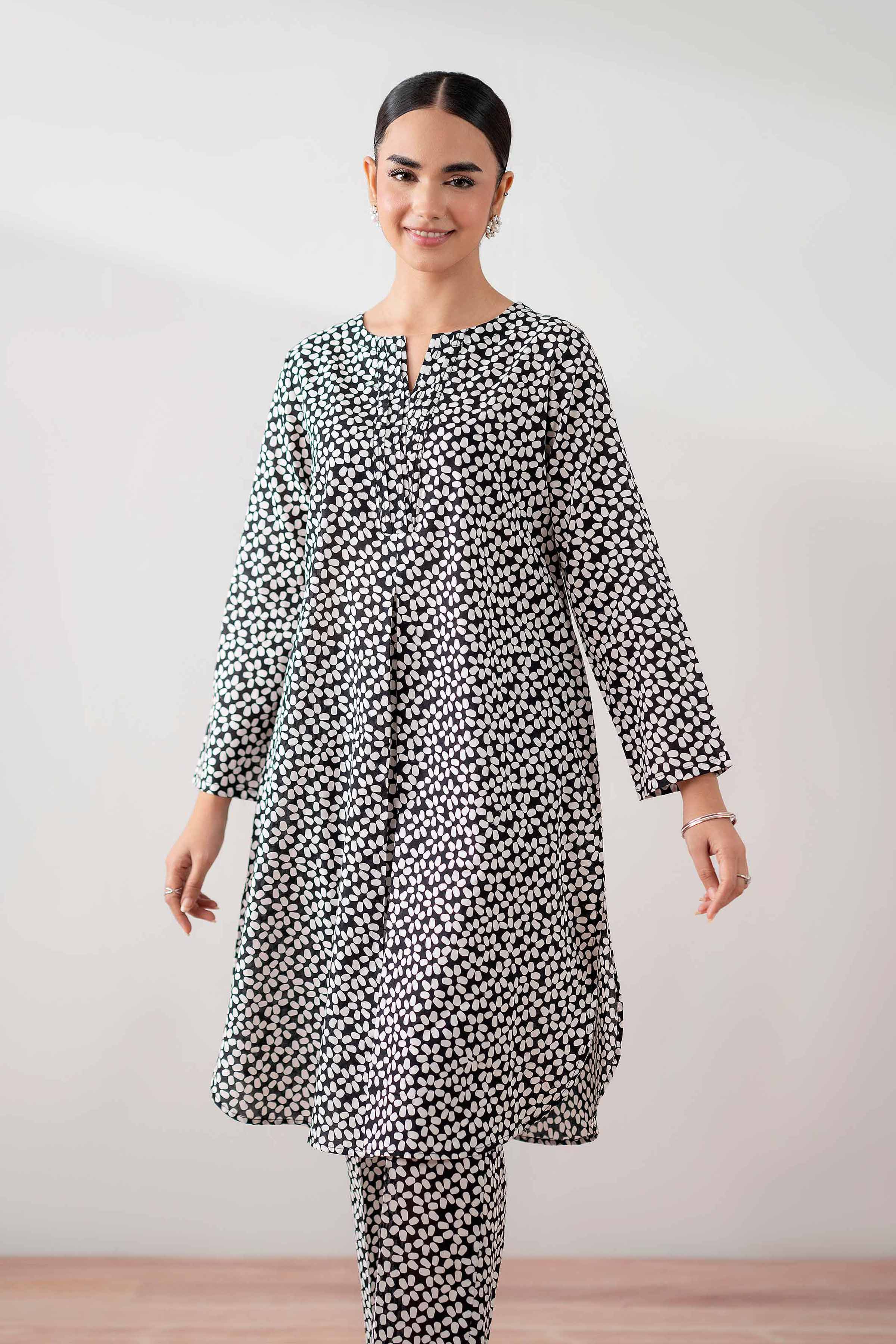 NishatUK - Black Printed Cambric 2-piece ready to wear Dress