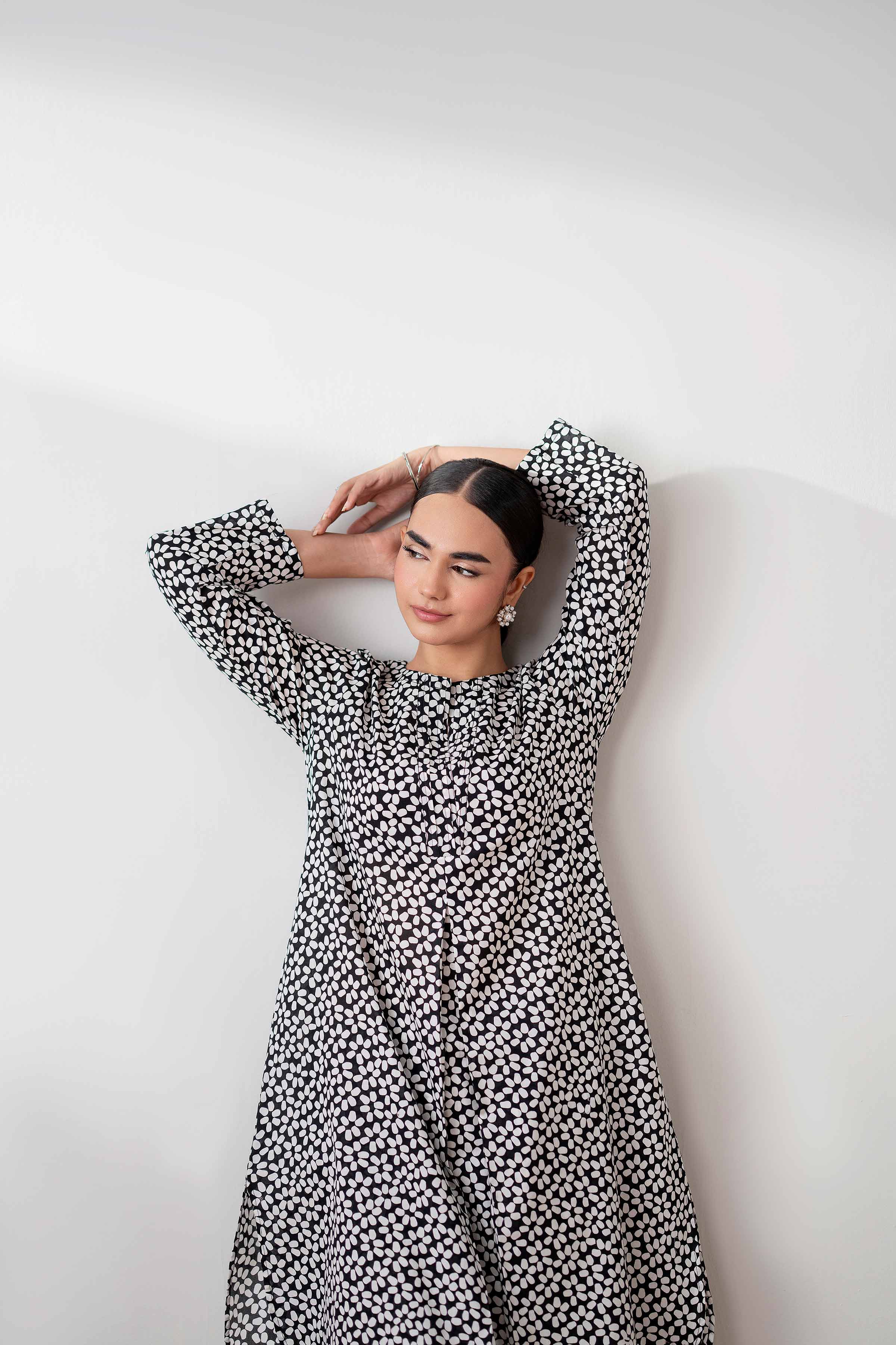 NishatUK - Black Printed Cambric 2-piece ready to wear Dress