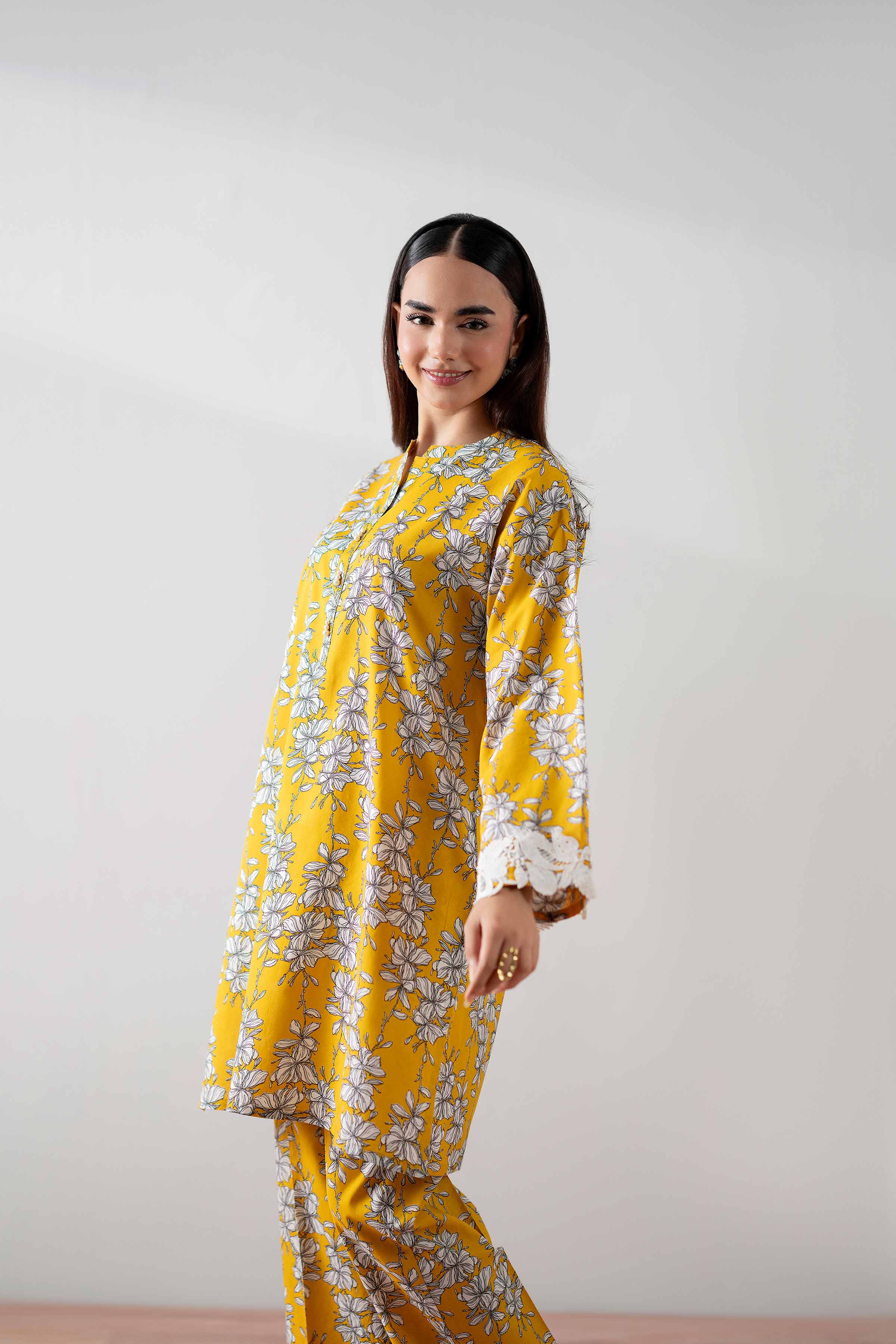 NishatUK - Mustard Printed Cambric 2-piece ready to wear Dress