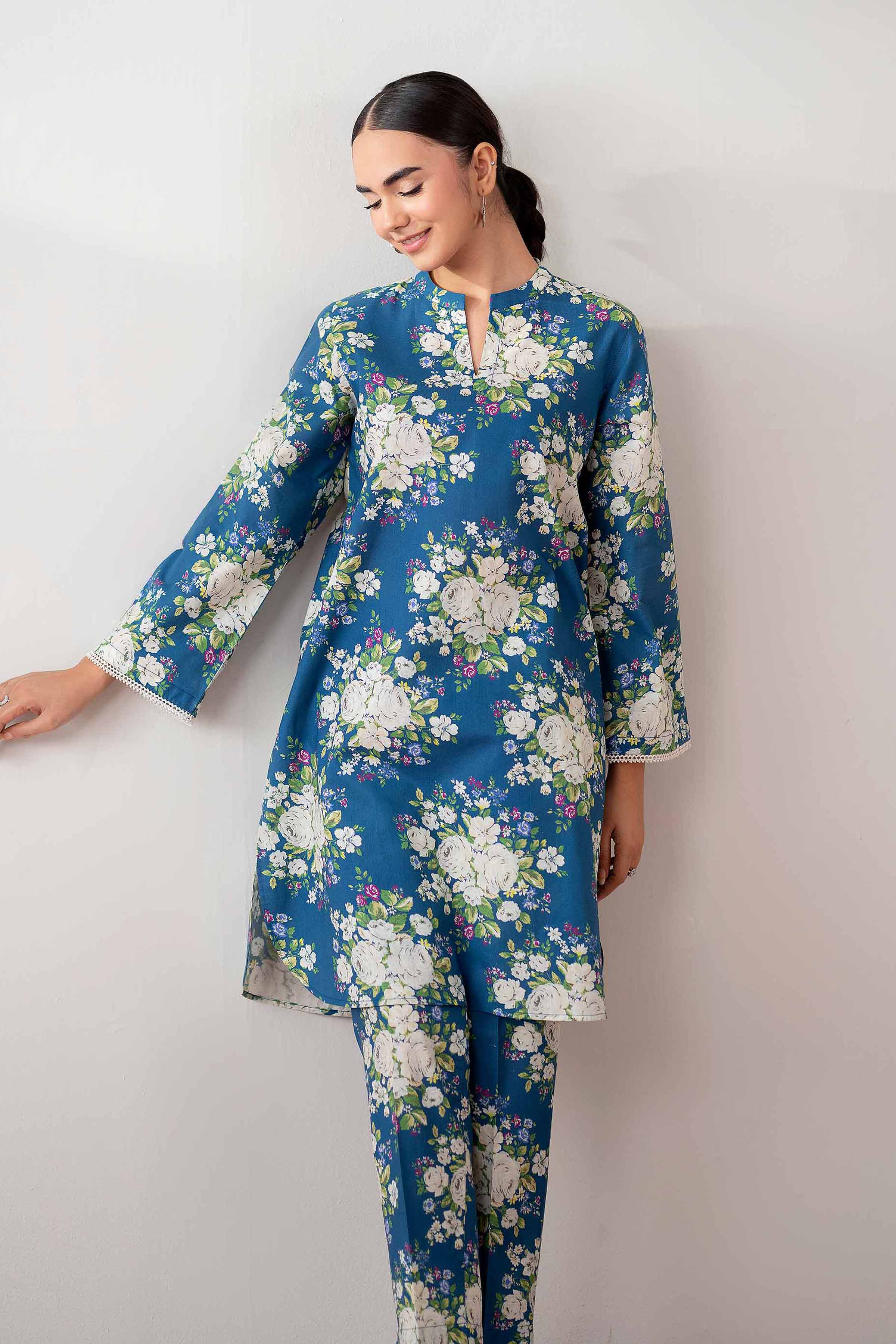 NishatUK - Blue Printed Cambric 2-piece ready to wear Dress
