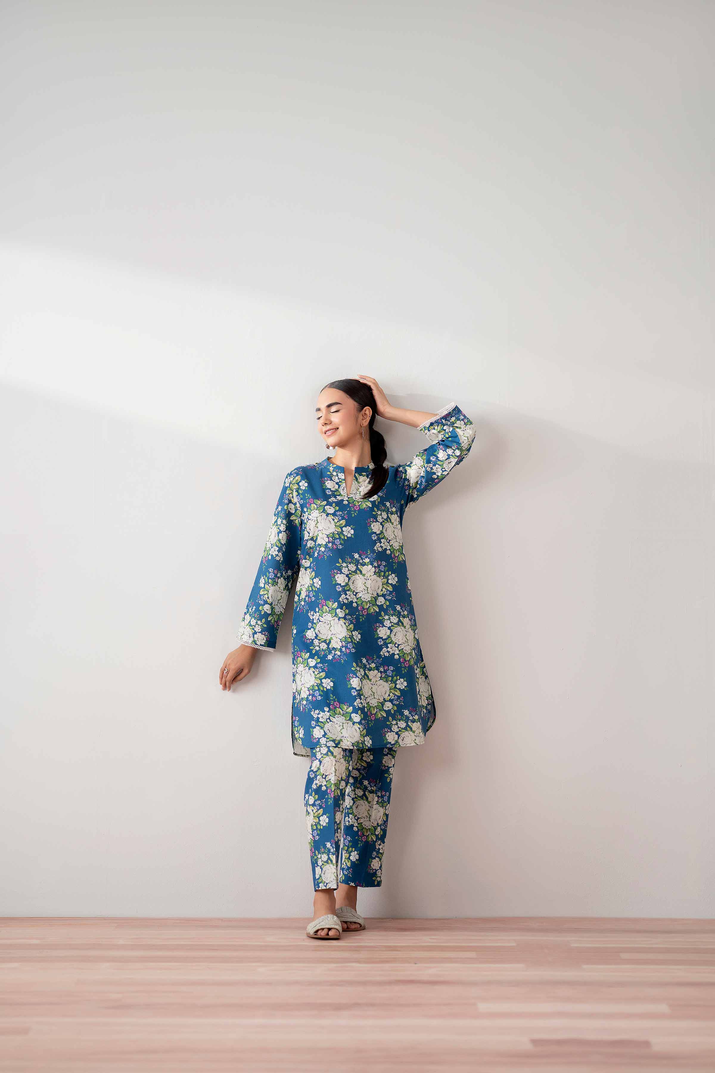 NishatUK - Blue Printed Cambric 2-piece ready to wear Dress