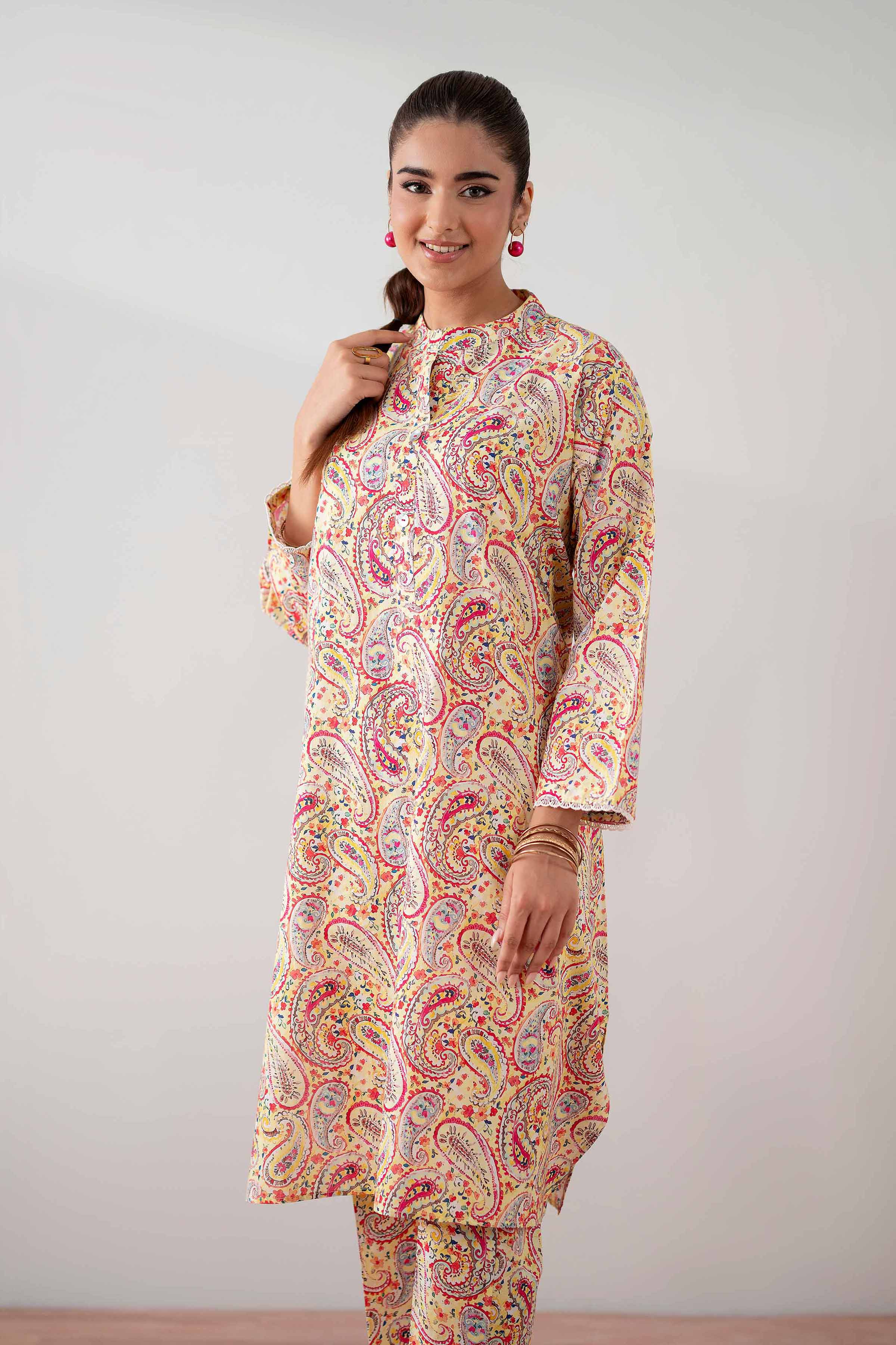 NishatUK - Yellow Printed Cambric 2-piece ready to wear Dress
