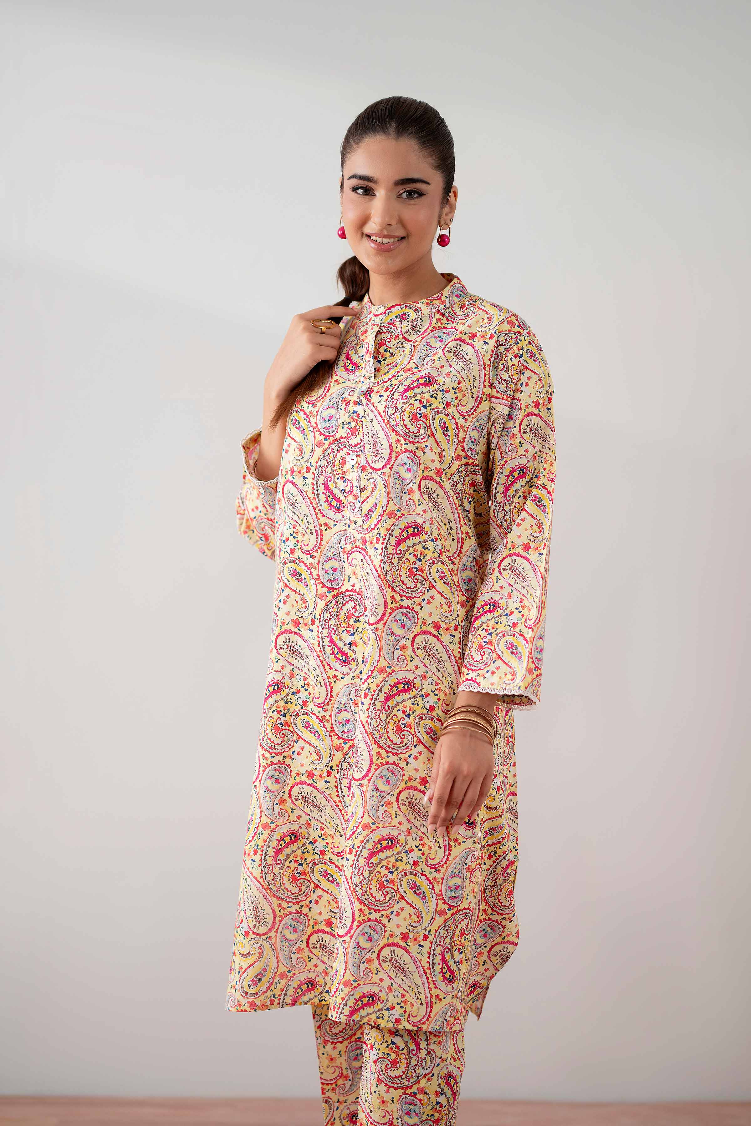 NishatUK - Yellow Printed Cambric 2-piece ready to wear Dress