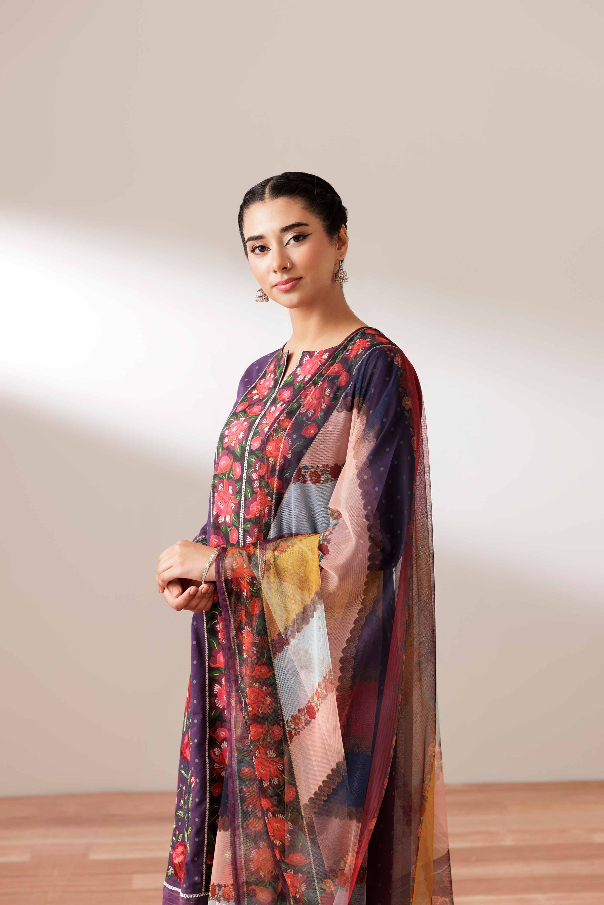 NishatUK - Purple Embroidered Lawn 3-piece ready to wear Suit