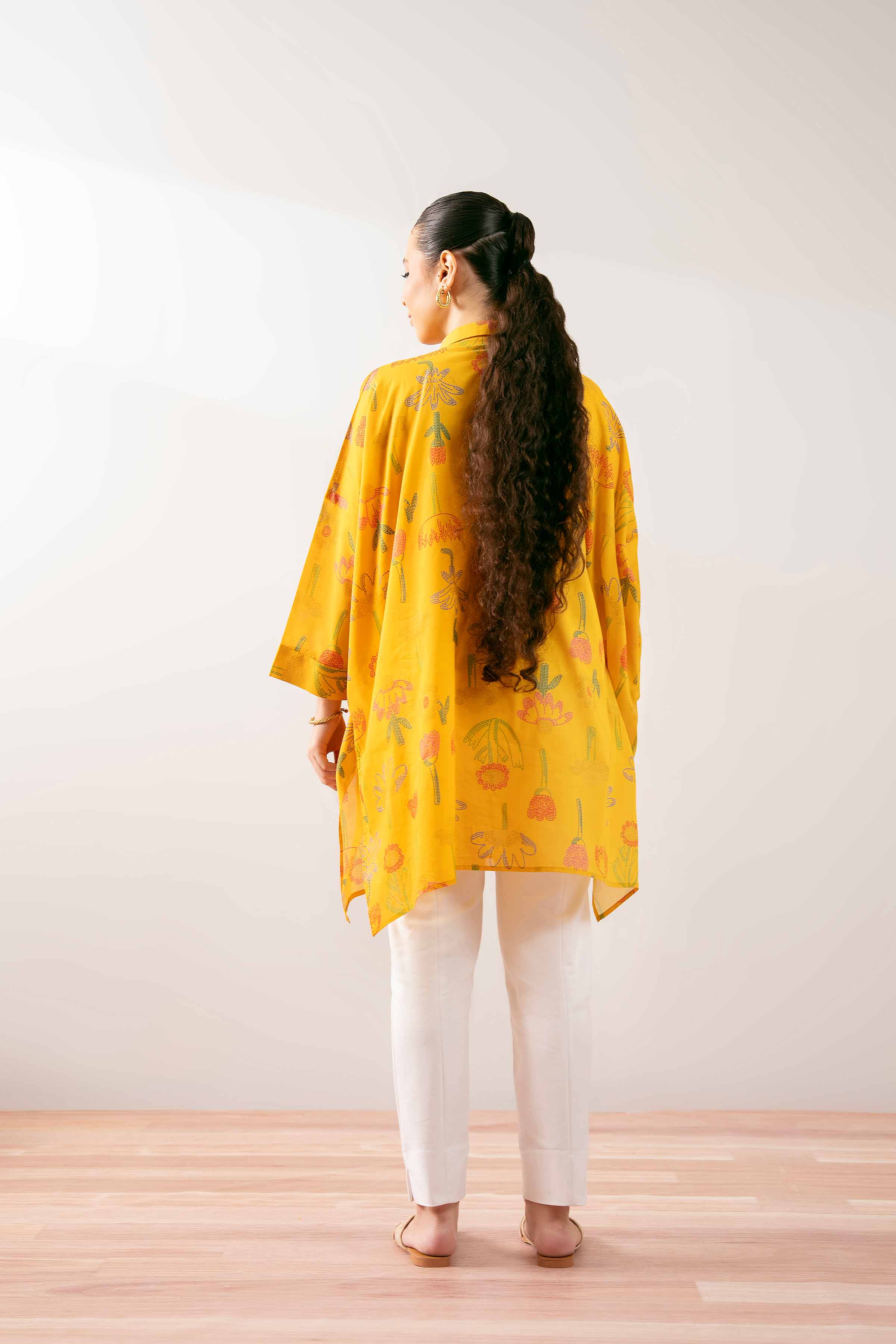 NishatUK - Yellow Printed Lawn 1-piece ready to wear Tunic
