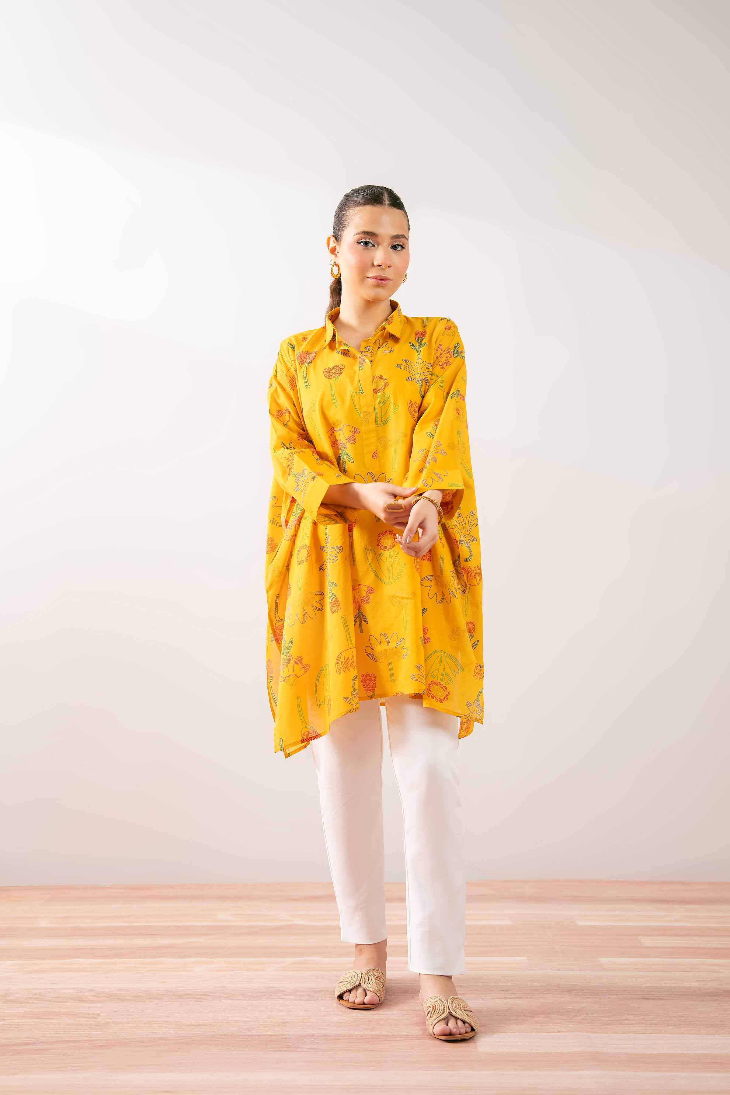 NishatUK - Yellow Printed Lawn 1-piece ready to wear Tunic