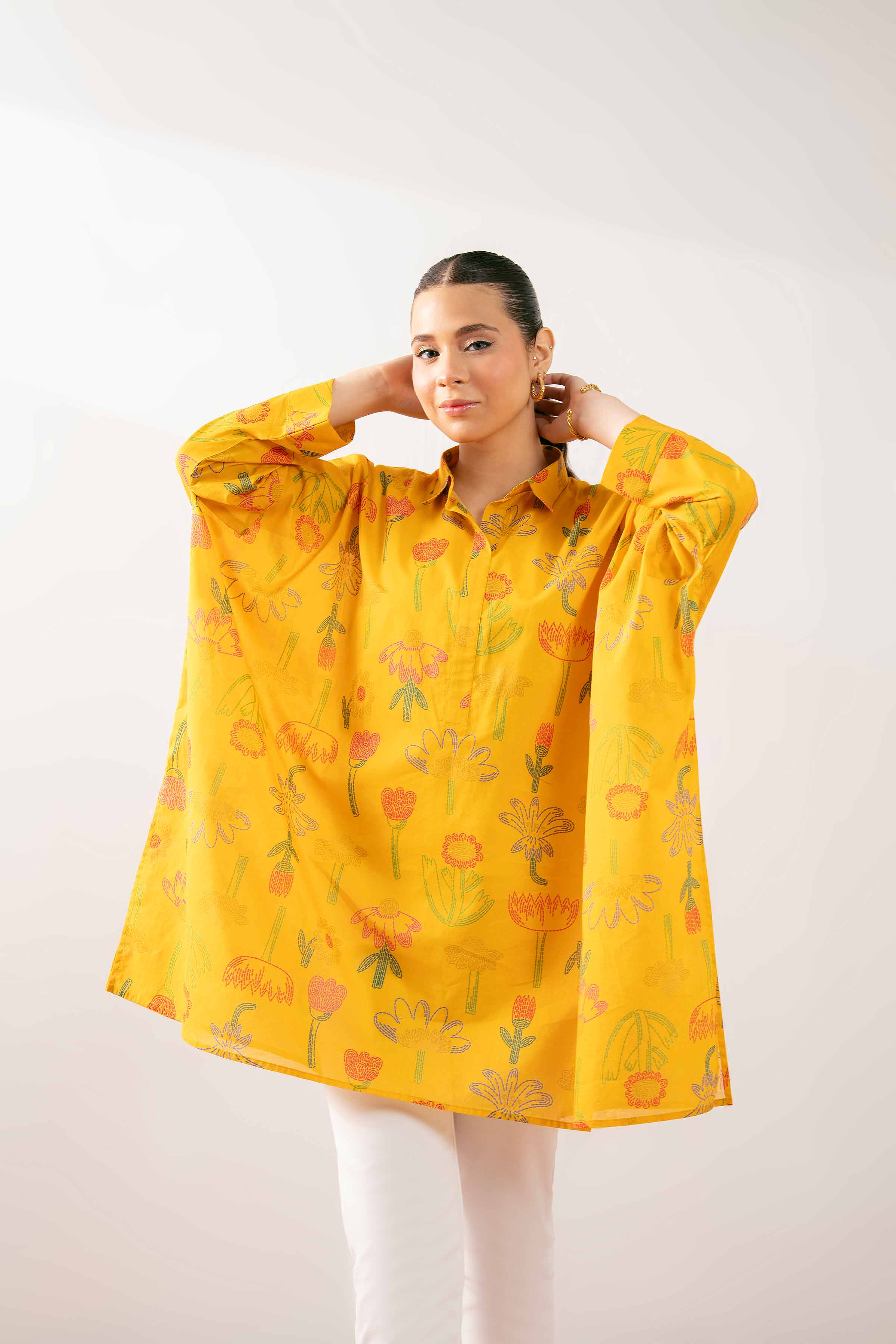 NishatUK - Yellow Printed Lawn 1-piece ready to wear Tunic