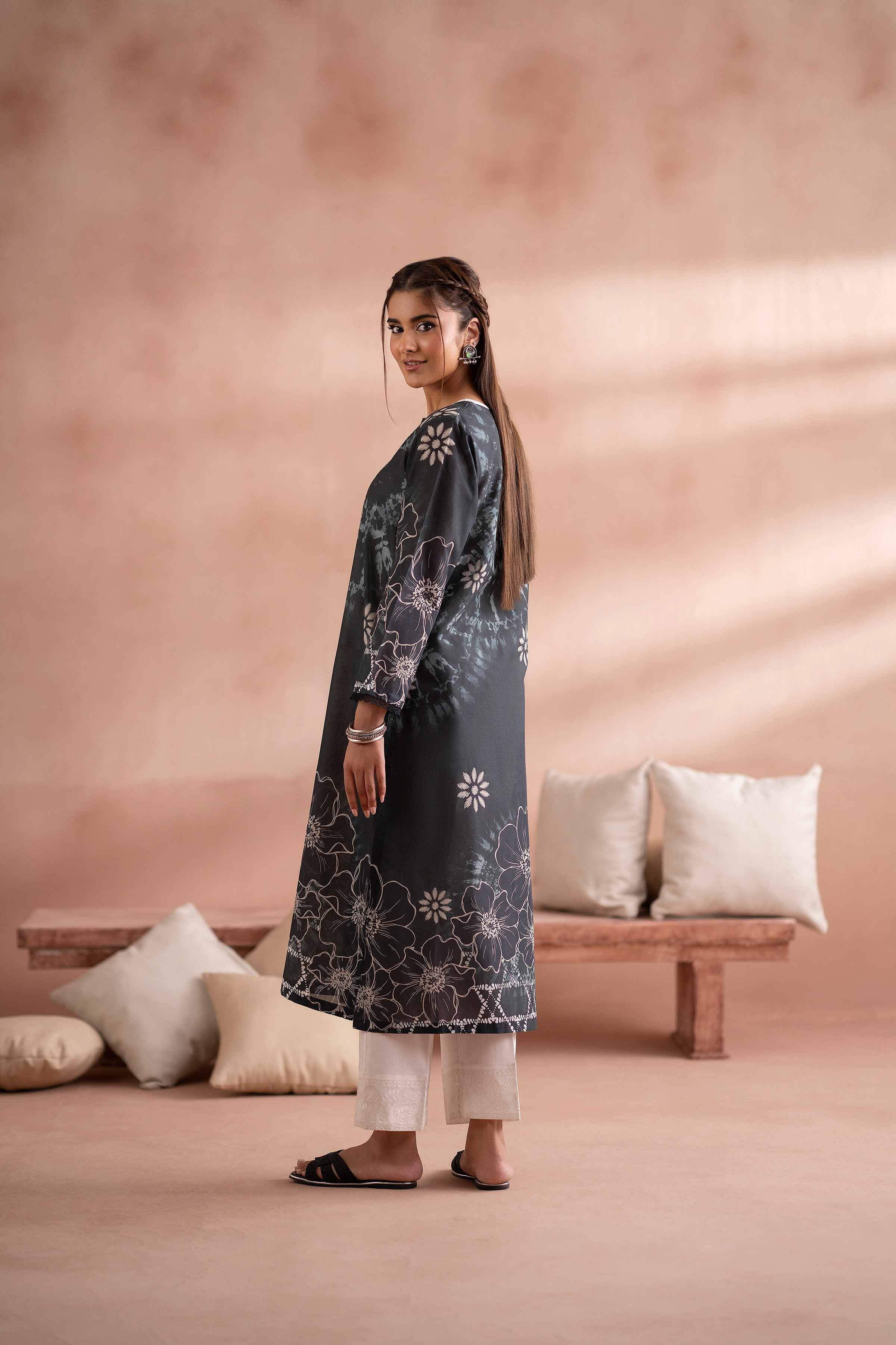 NishatUK - Black Printed Cambric 1-piece ready to wear Shirt