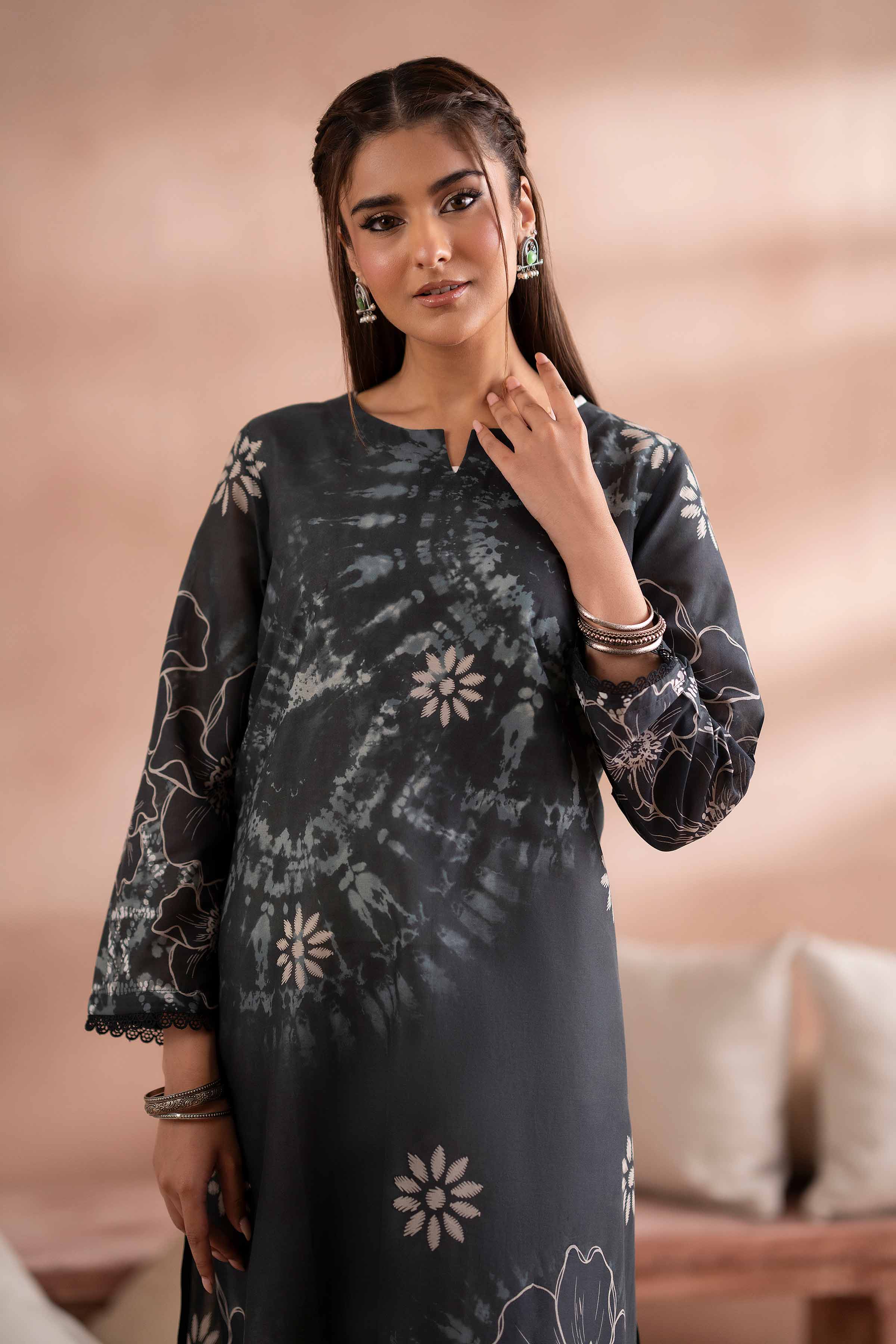 NishatUK - Black Printed Cambric 1-piece ready to wear Shirt