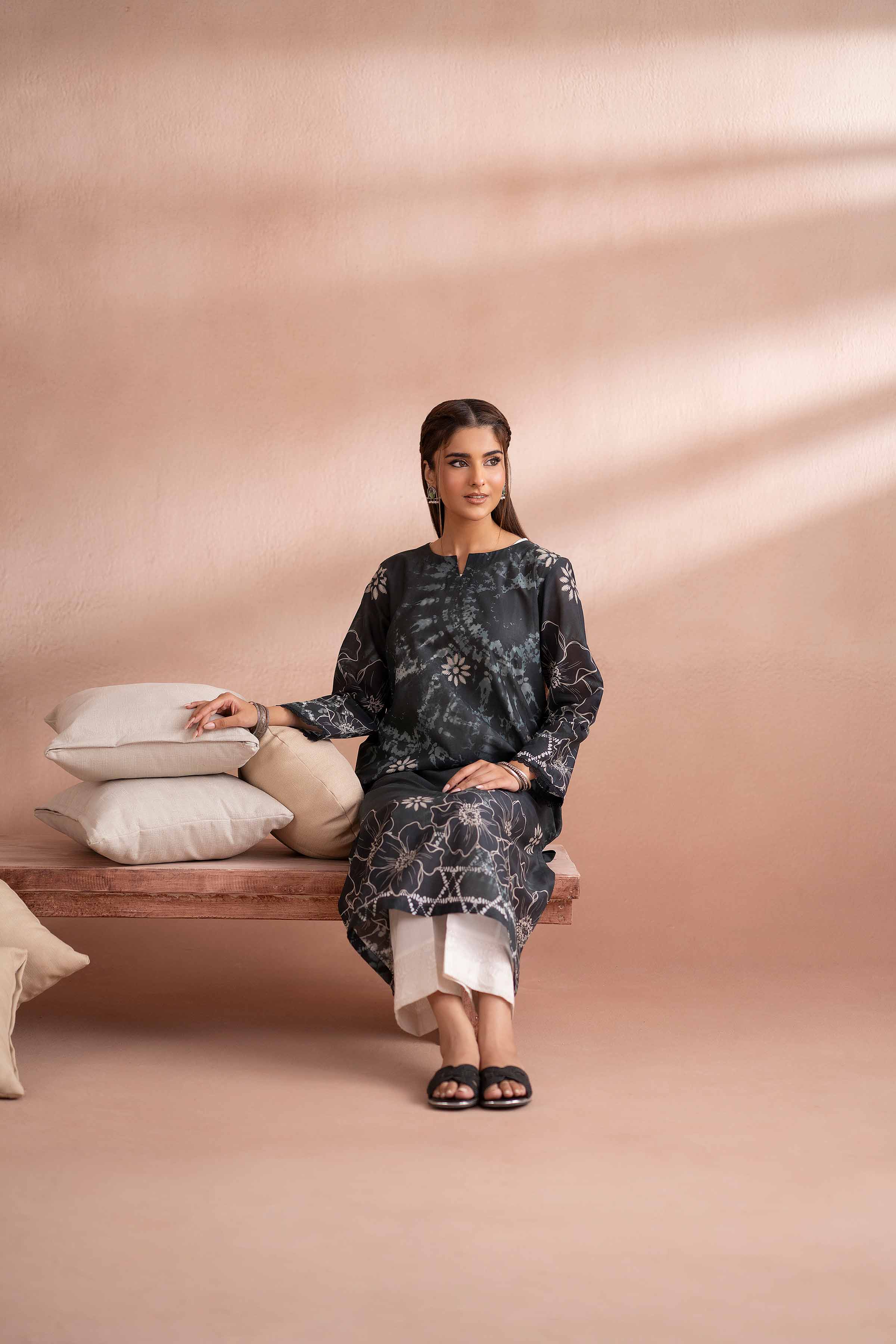 NishatUK - Black Printed Cambric 1-piece ready to wear Shirt