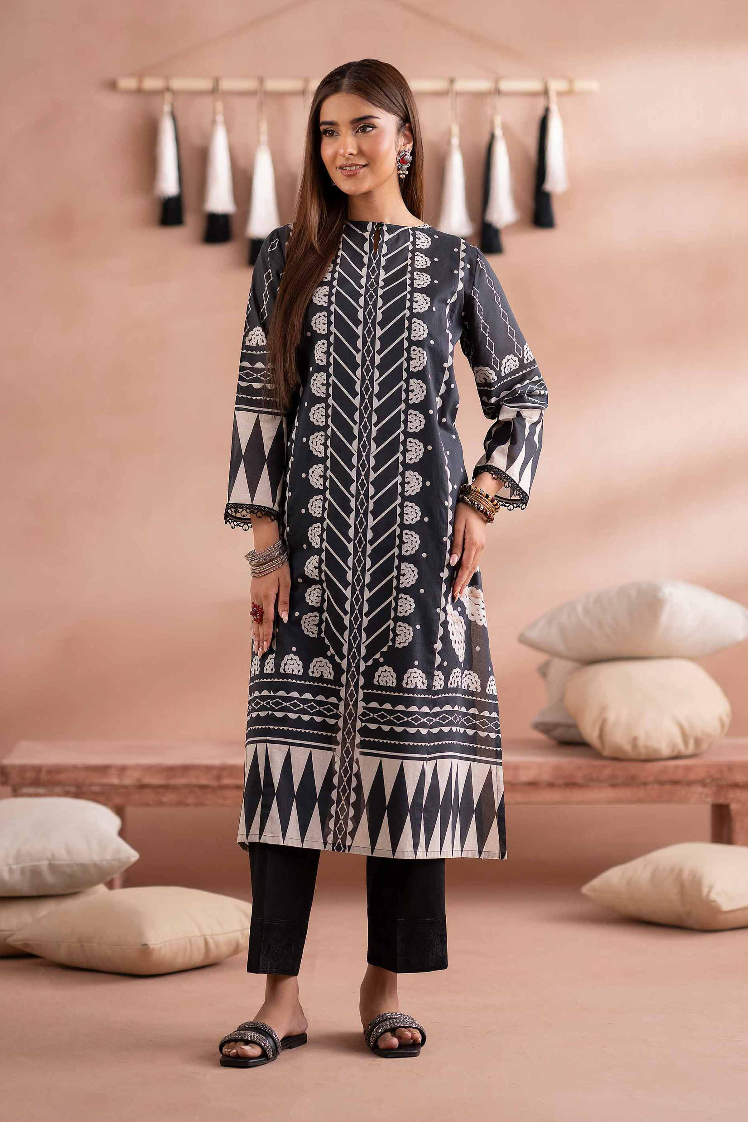 NishatUK - Black Printed Cambric 1-piece ready to wear Shirt