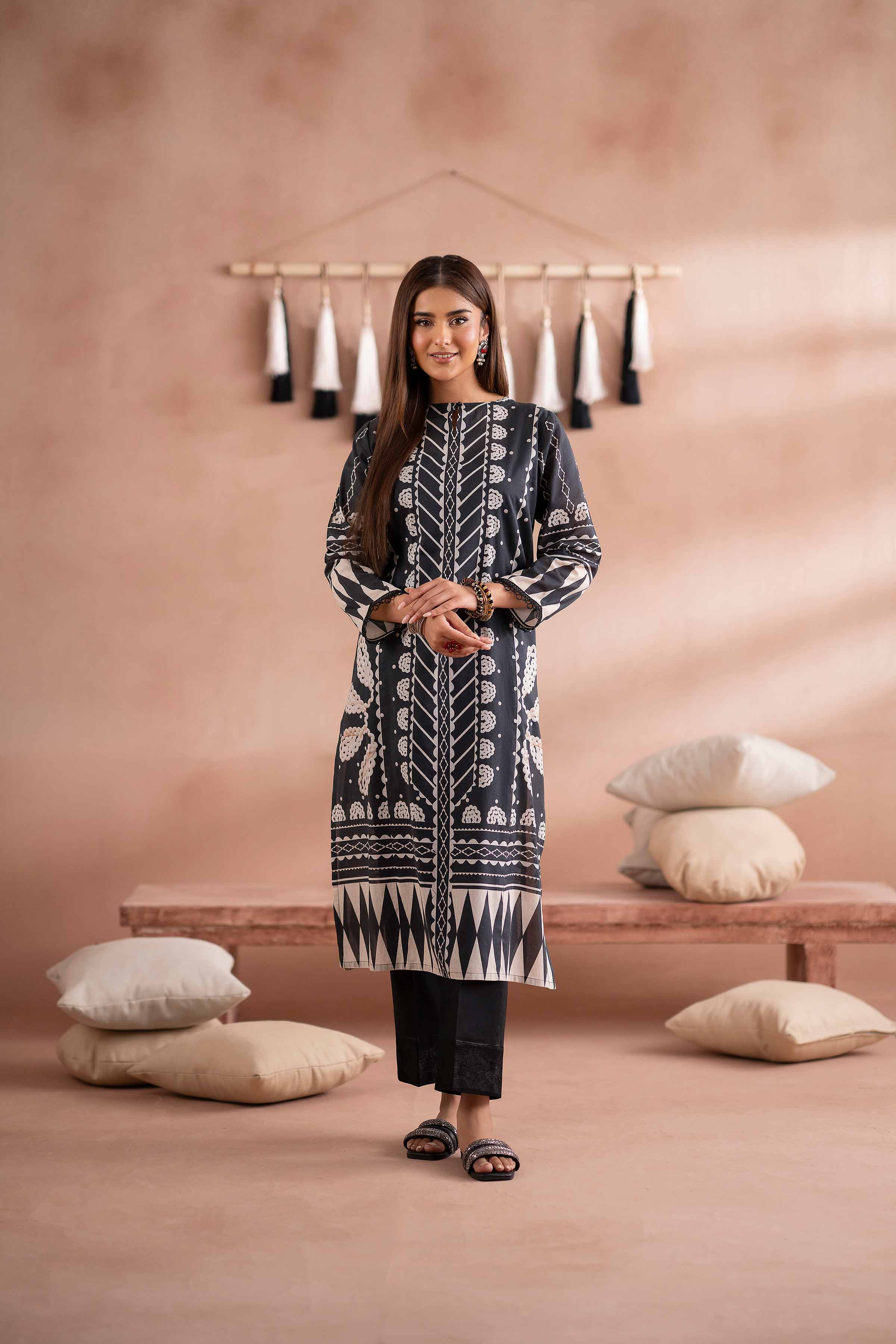 NishatUK - Black Printed Cambric 1-piece ready to wear Shirt