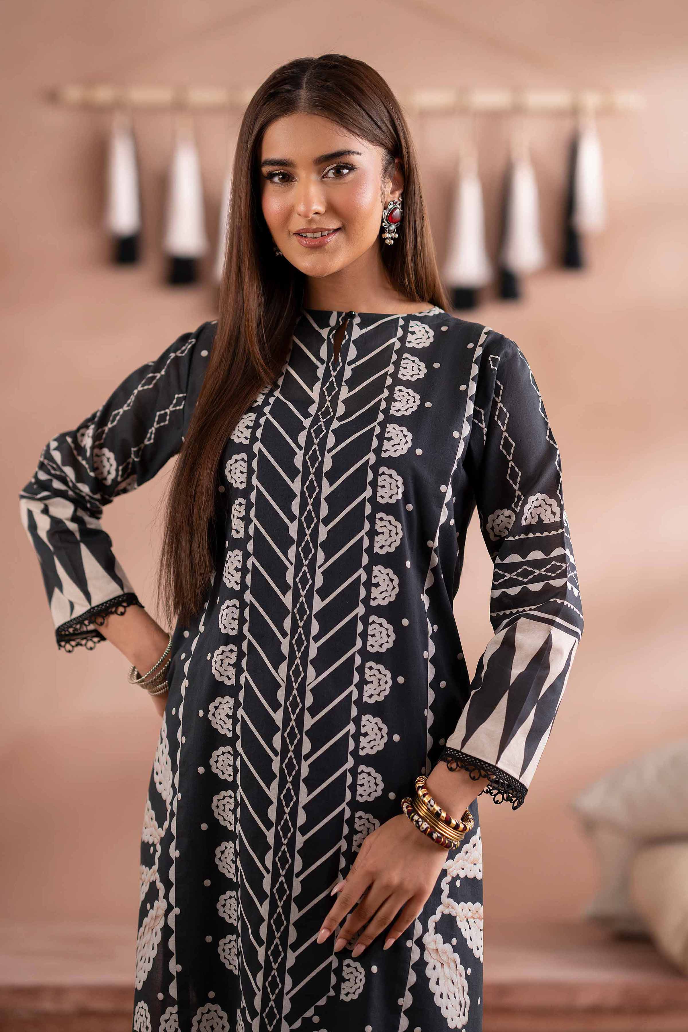 NishatUK - Black Printed Cambric 1-piece ready to wear Shirt