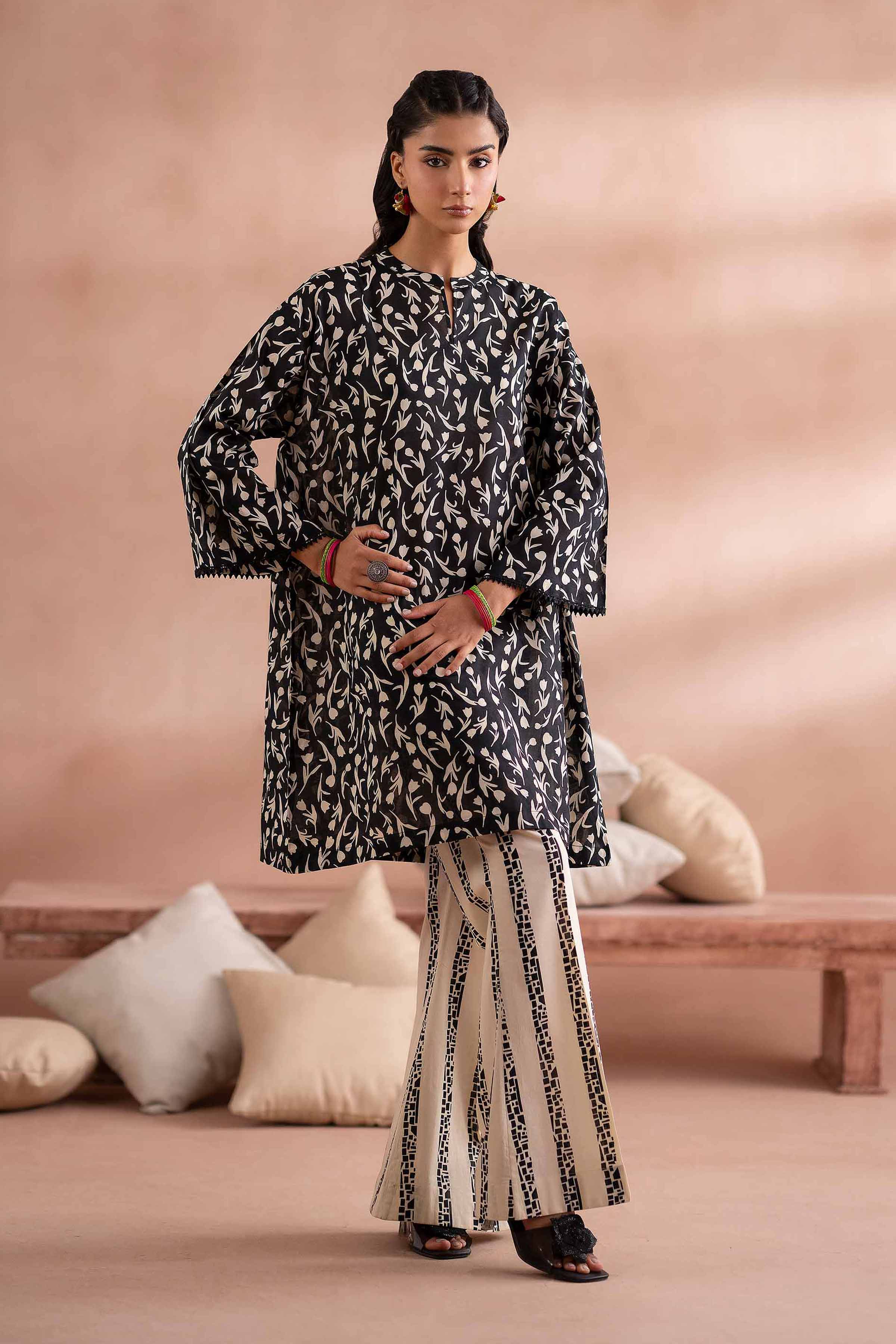 NishatUK - Black Printed Cambric 2-piece ready to wear Dress