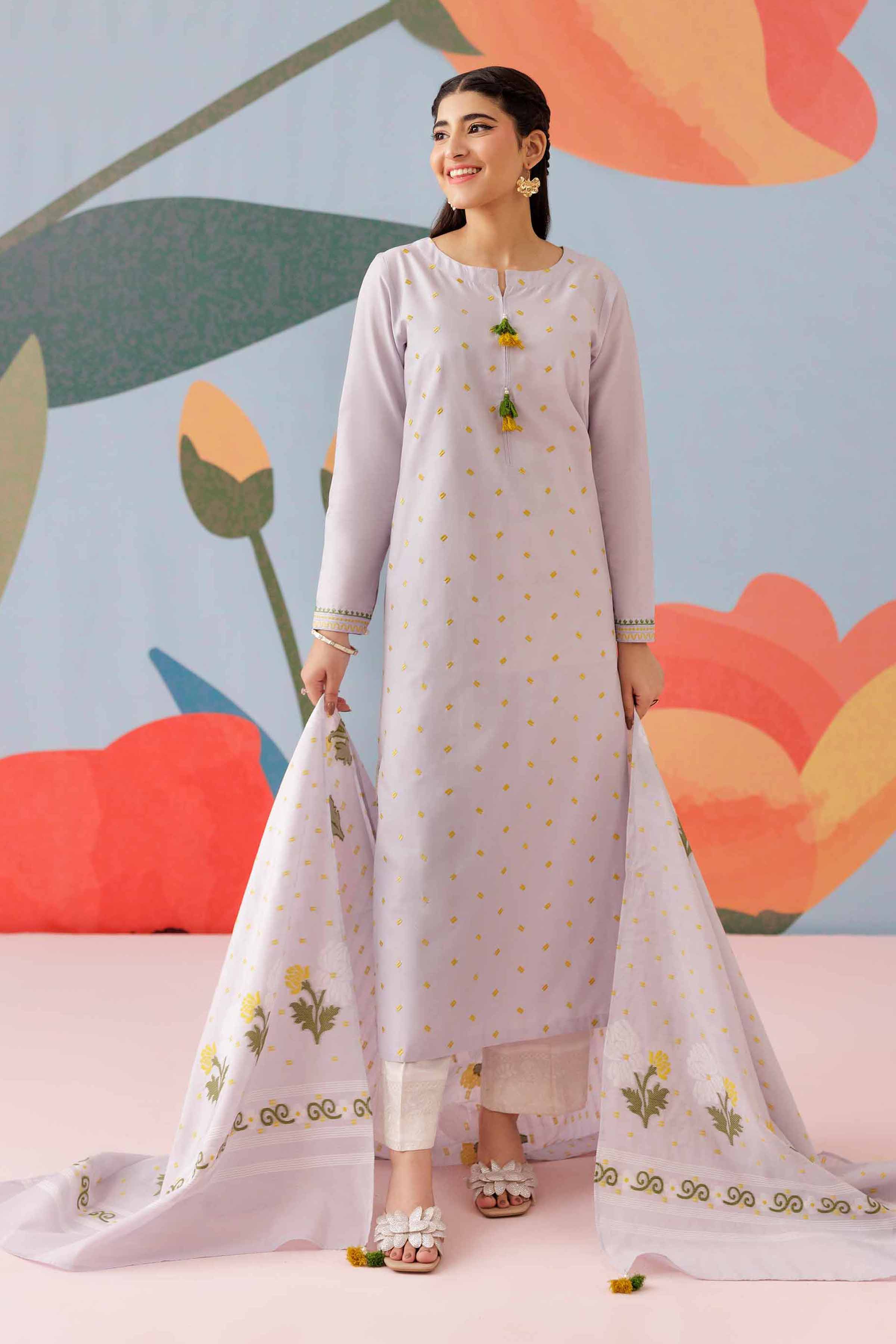 NishatUK - Purple Embroidered Cambric 2-piece ready to wear Dress
