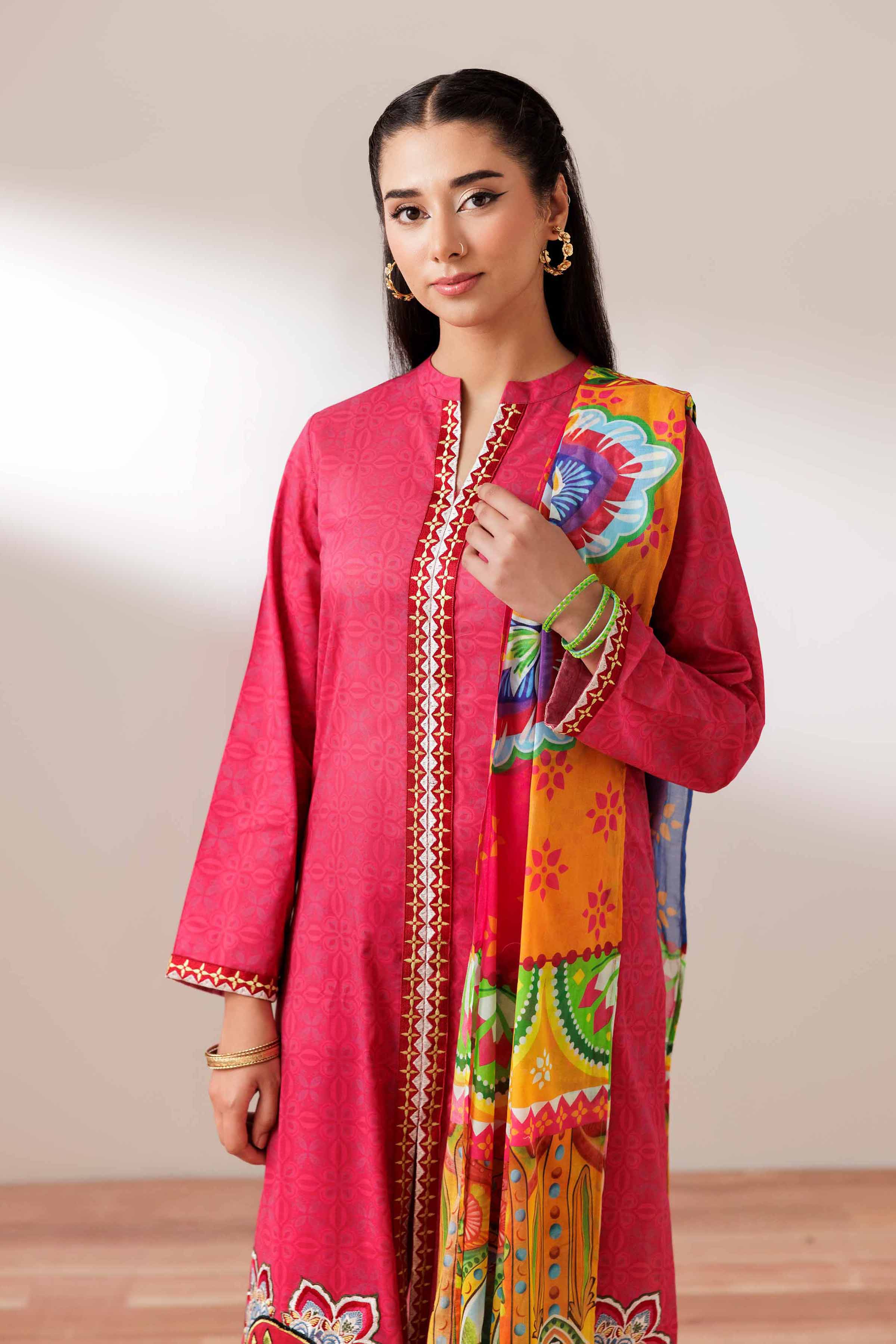 NishatUK - Pink Embroidered Lawn 3-piece ready to wear Suit