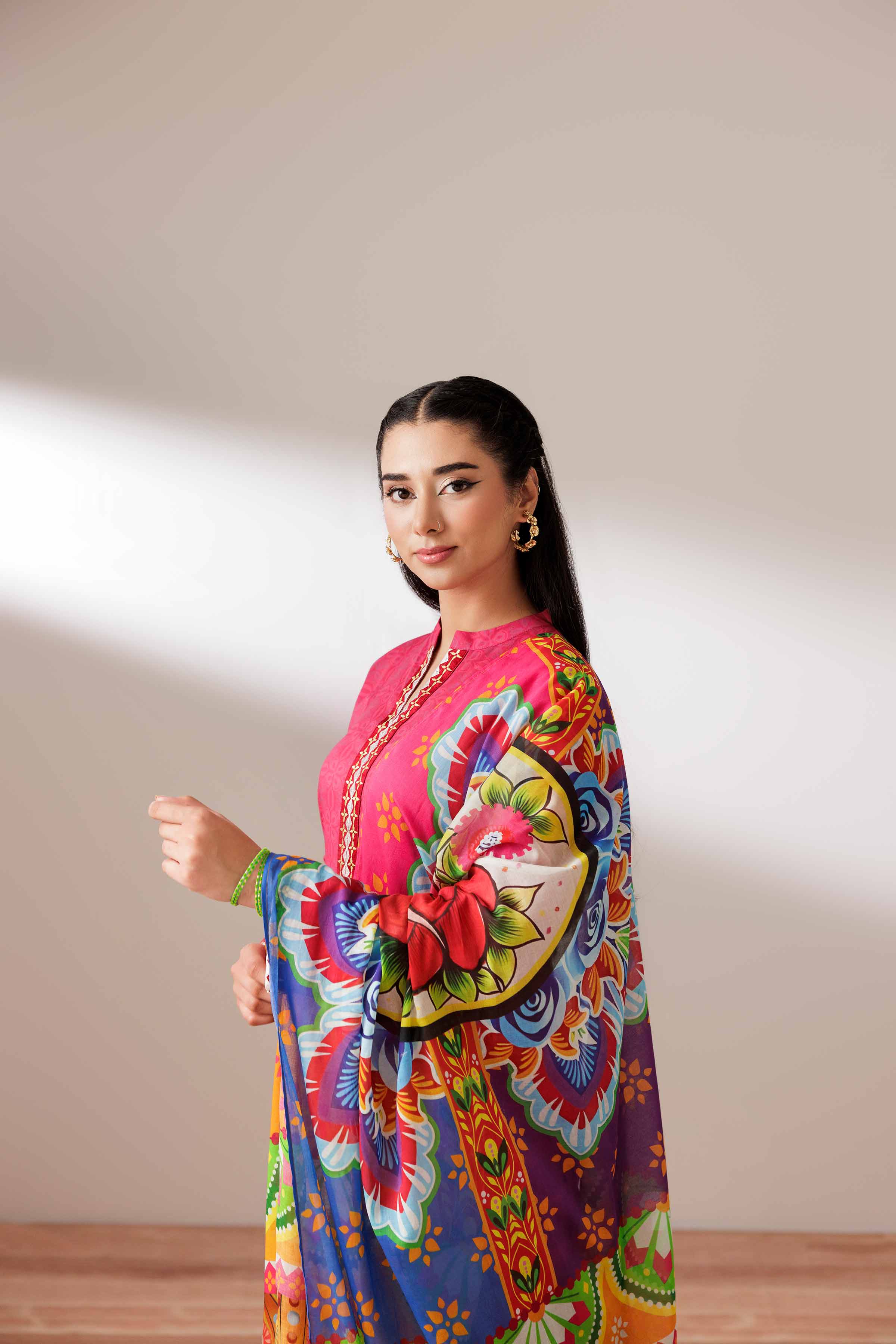 NishatUK - Pink Embroidered Lawn 3-piece ready to wear Suit