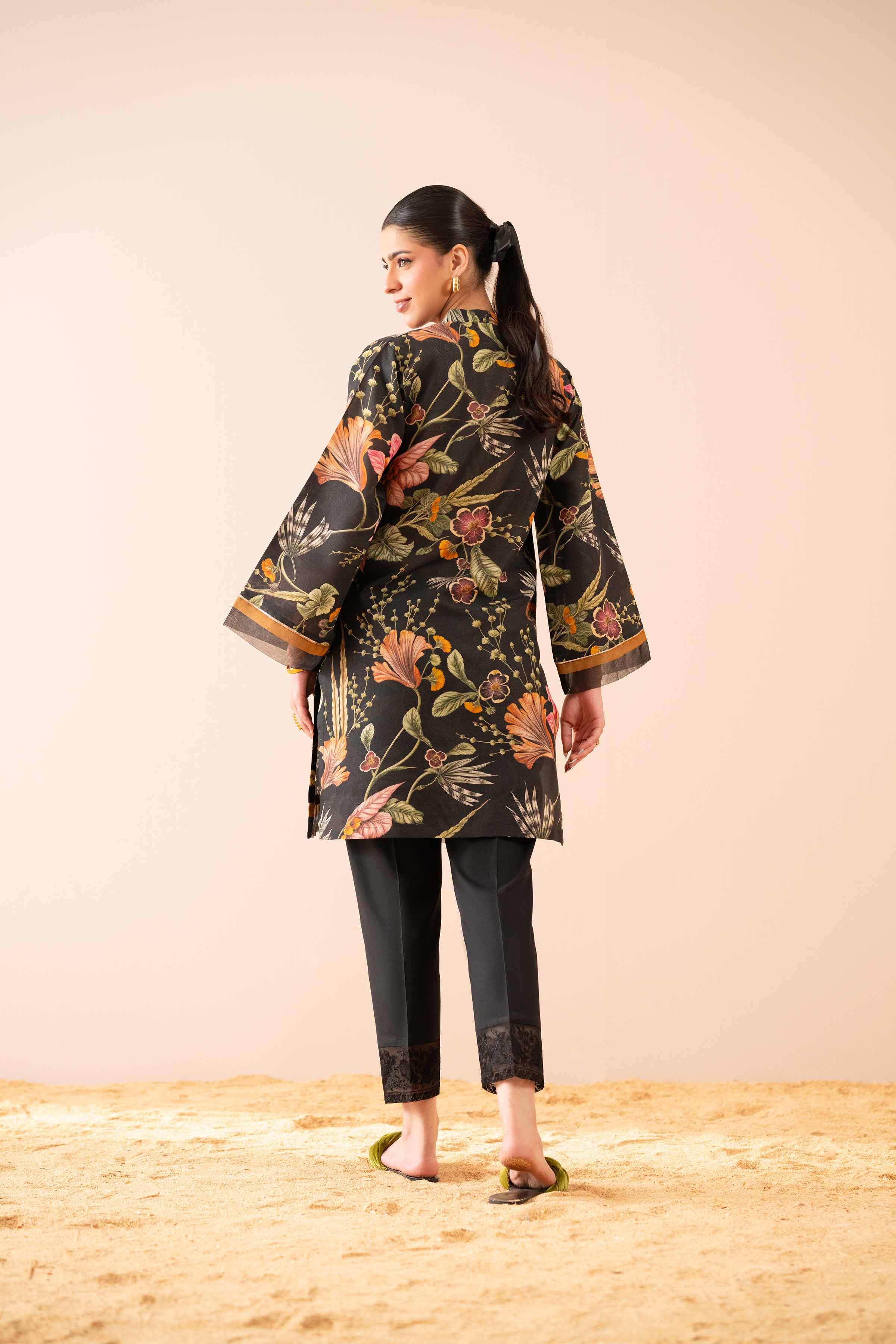 NishatUK - Black Printed Lawn 1-piece ready to wear Shirt