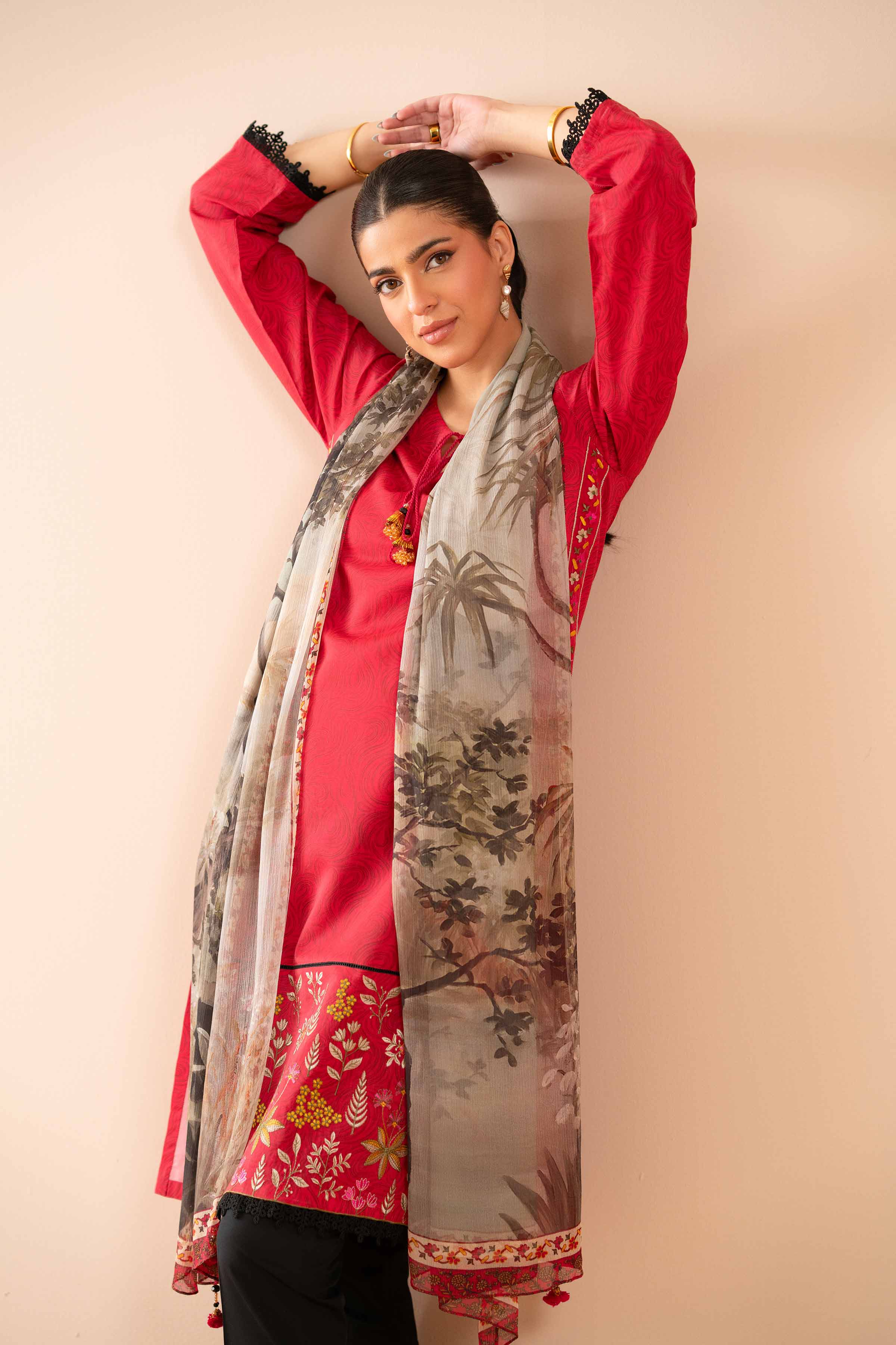 NishatUK - Pink Embroidered Silk 2-piece ready to wear Dress