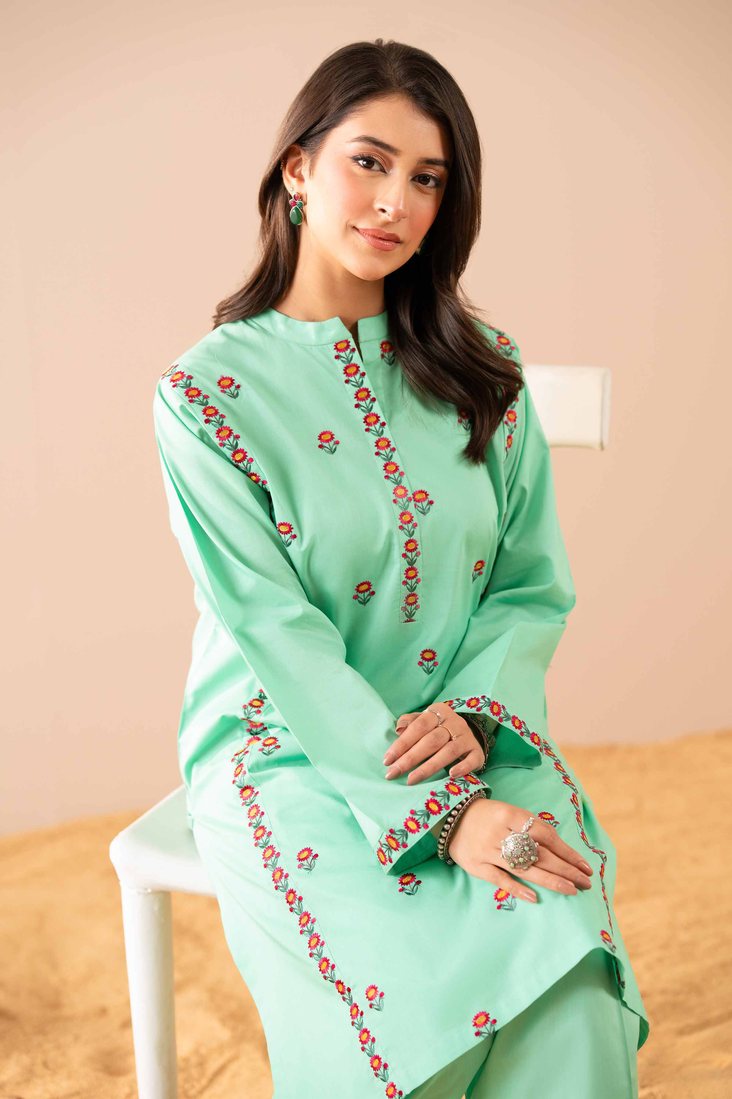 NishatUK - Green Embroidered Cambric 2-piece ready to wear Dress